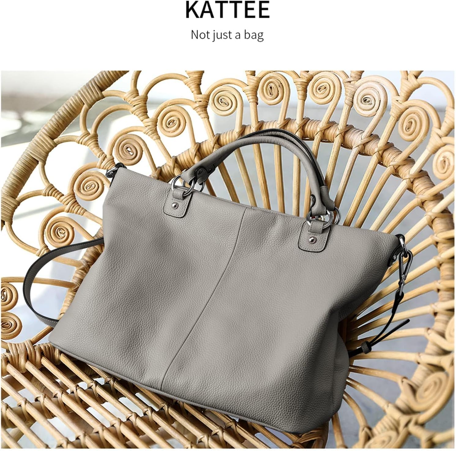 Kattee Genuine Leather Tote Purse for Women, Top Handle Satchel | Soft genuine leather tote with roomy storage and versatile carry for work, shopping, and travel.