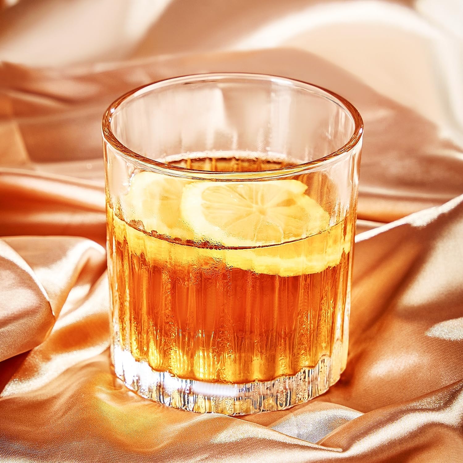 GLASKEY 12 oz Storm Japanese Whiskey Glasses Set of 4, Unique Cognac Glasses, Heavy Thick Bottom Bar Glass for Scotch Bourbon Rum Gin Water Cocktail,Gifts Men Gifts Ideas