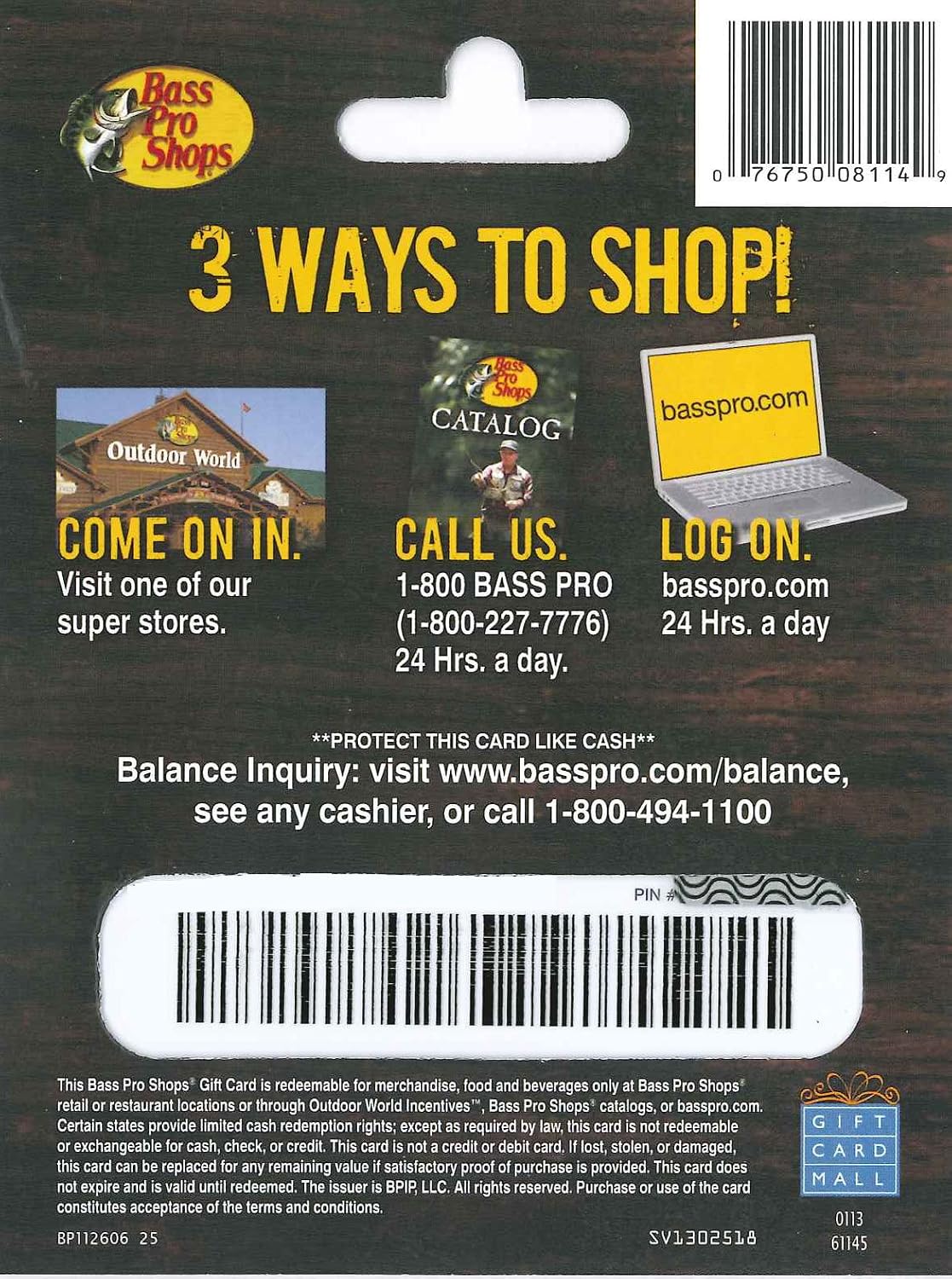 Bass Pro Shops Physical Gift Card - $50