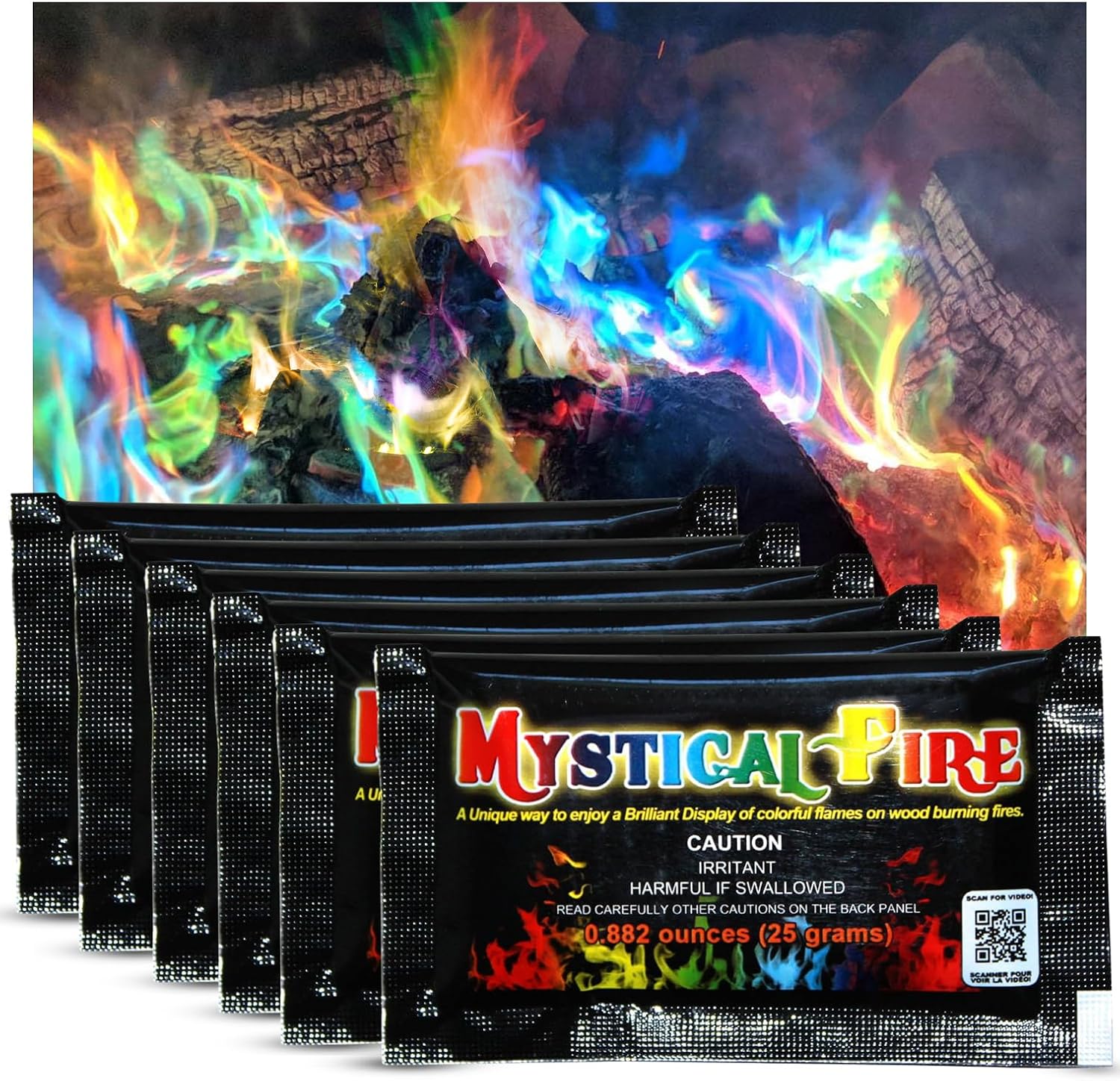 Mystical Fire Color Changing Packets – Colorful Fire Changer Packets 50pk | 50-pack color changing fire packets creates colorful flames in fire
