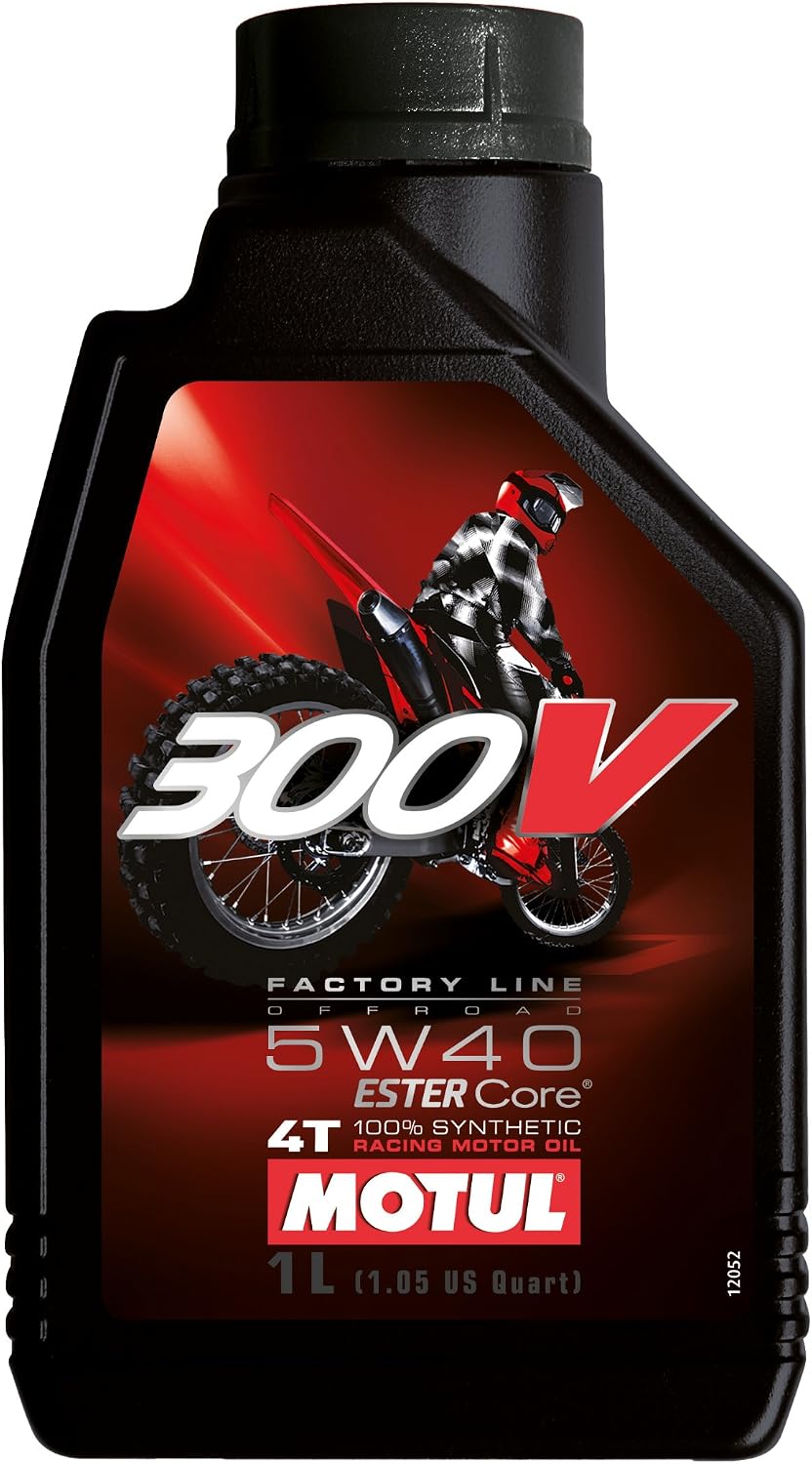 Motul 300V Factory Line Off-Road 5W-40 4T Full Synthetic Racing Motorcycle Oil | ESTER Core Engine Lubricant, JASO MA2 Wet Clutch Compatible, 4-Stroke Dirt Bike ATV UTV Gearbox Protection 4L