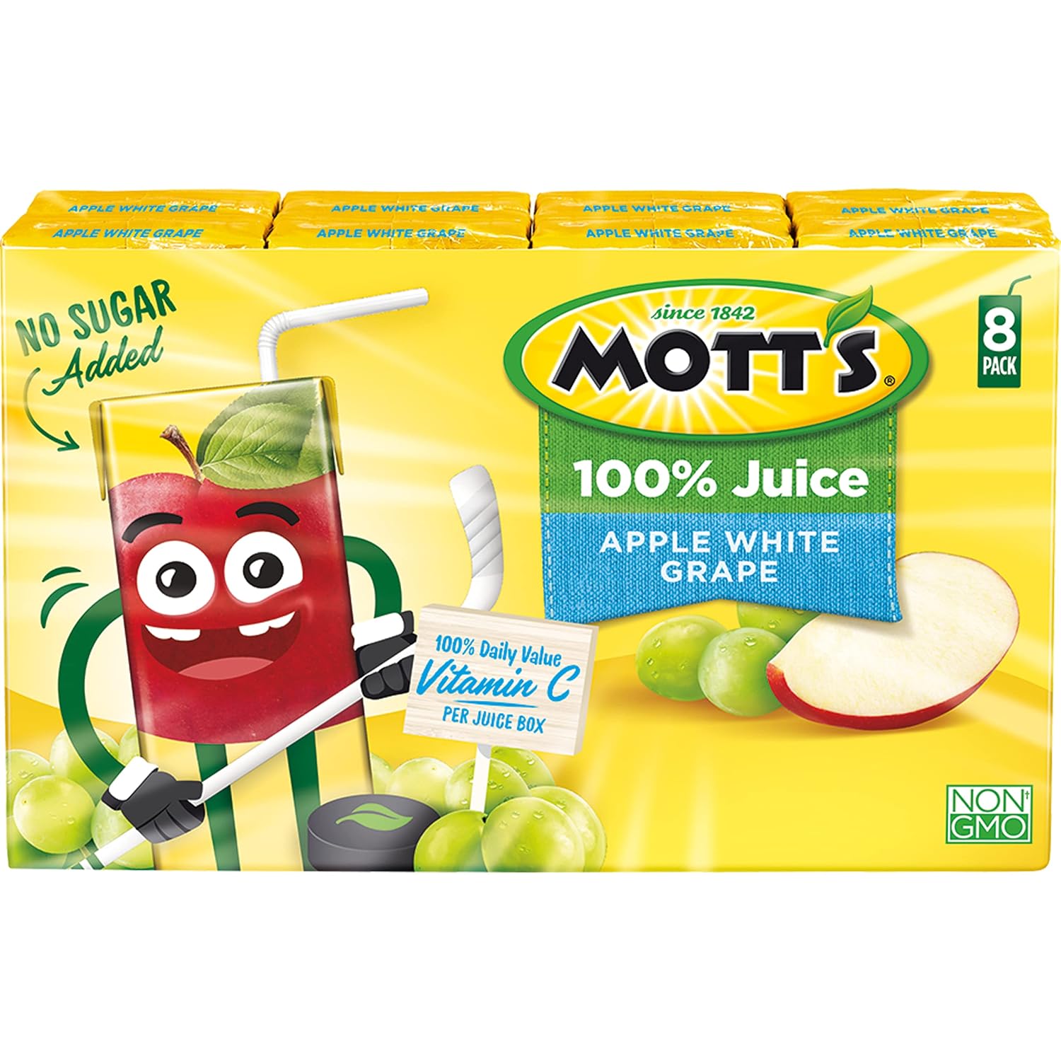 Mott's 100% Original Apple Juice, 6.75 Fl Oz Boxes, 32 Count (4 Packs Of 8), 2 Servings Of Fruit, 100% Fruit Juice, Gluten-free, Caffeine-free, Kosher, Contains No Artificial Colors Or Sweeteners