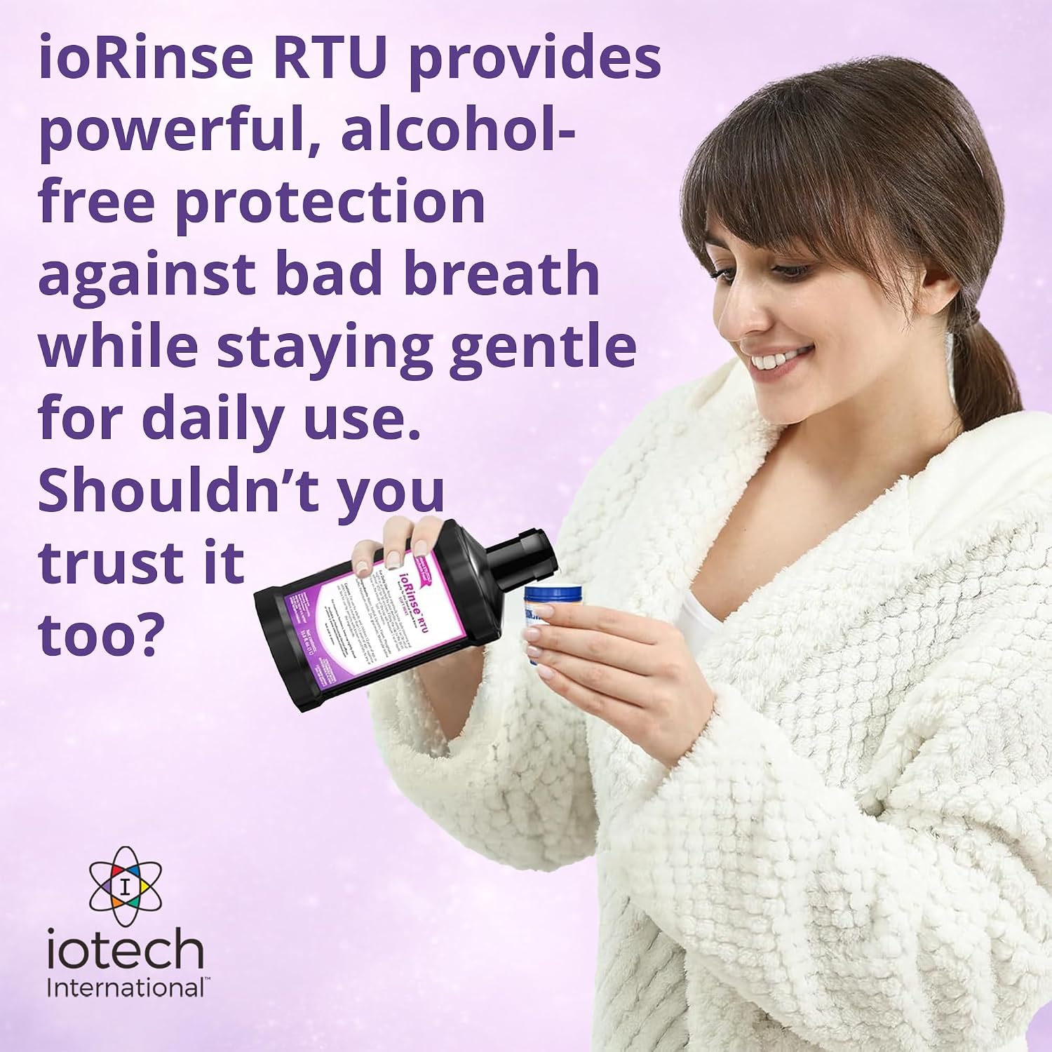 ioRinse RTU Halitosis Mouthwash, Molecular Iodine Oral Rinse, Soft Mint, 1L