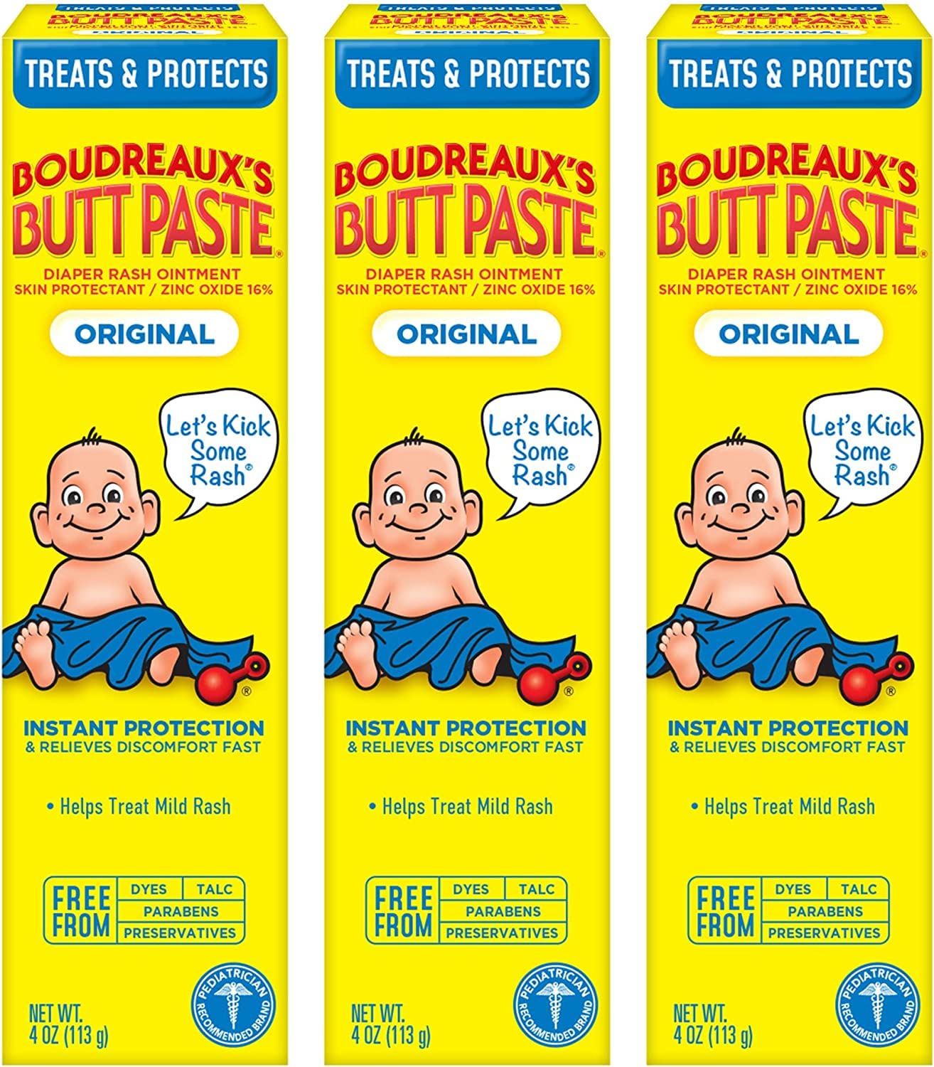 Boudreaux's Butt Paste Diaper Cream, Dermatologist-Tested Original Diaper Rash Cream for Daily Prevention and Relief, Baby Ointment, 2oz Tube