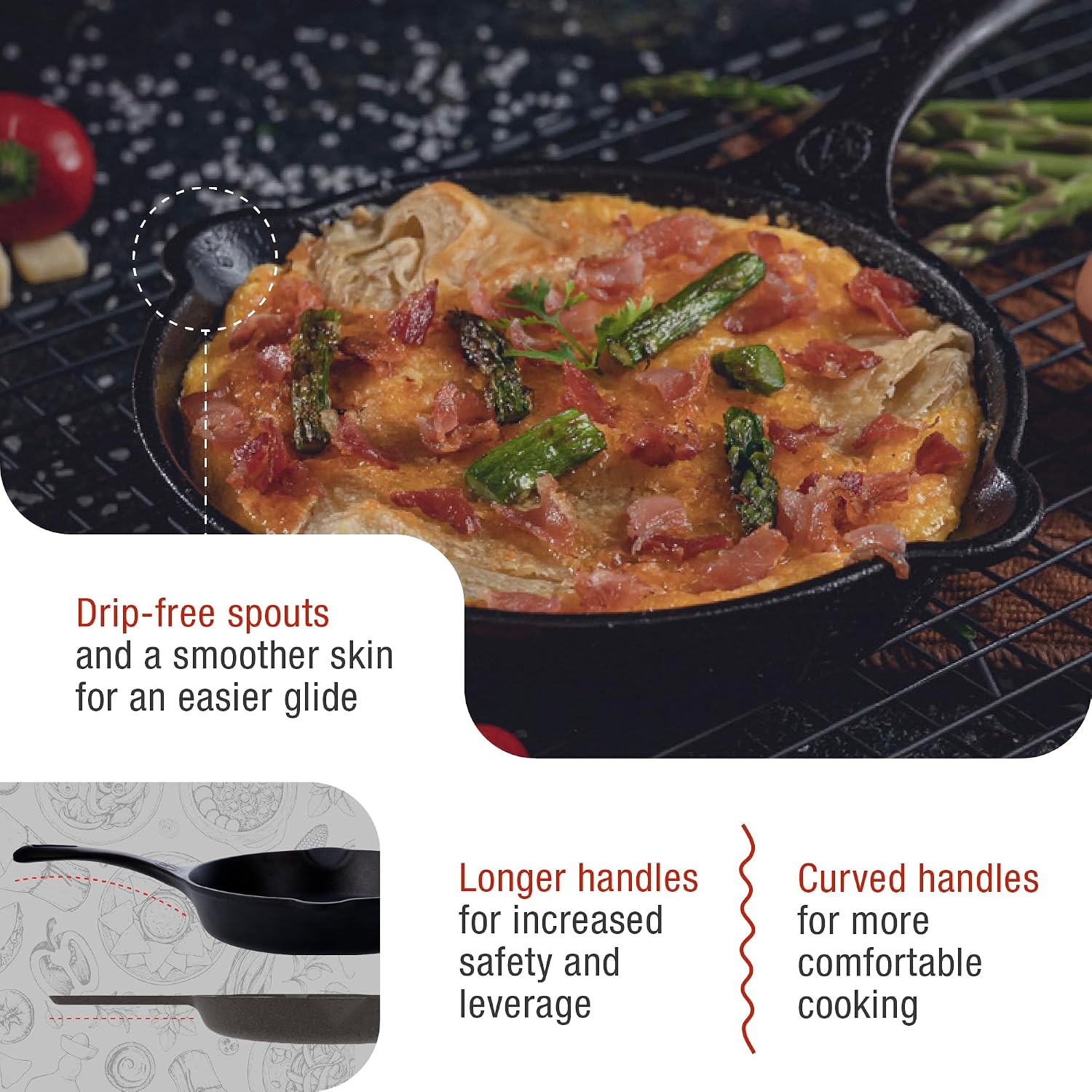 Victoria 10-Inch Cast Iron Skillet, Pre-Seasoned Cast-Iron Frying Pan with Long Handle, Made in Colombia | Pan with Long Handle, Made in Colombia