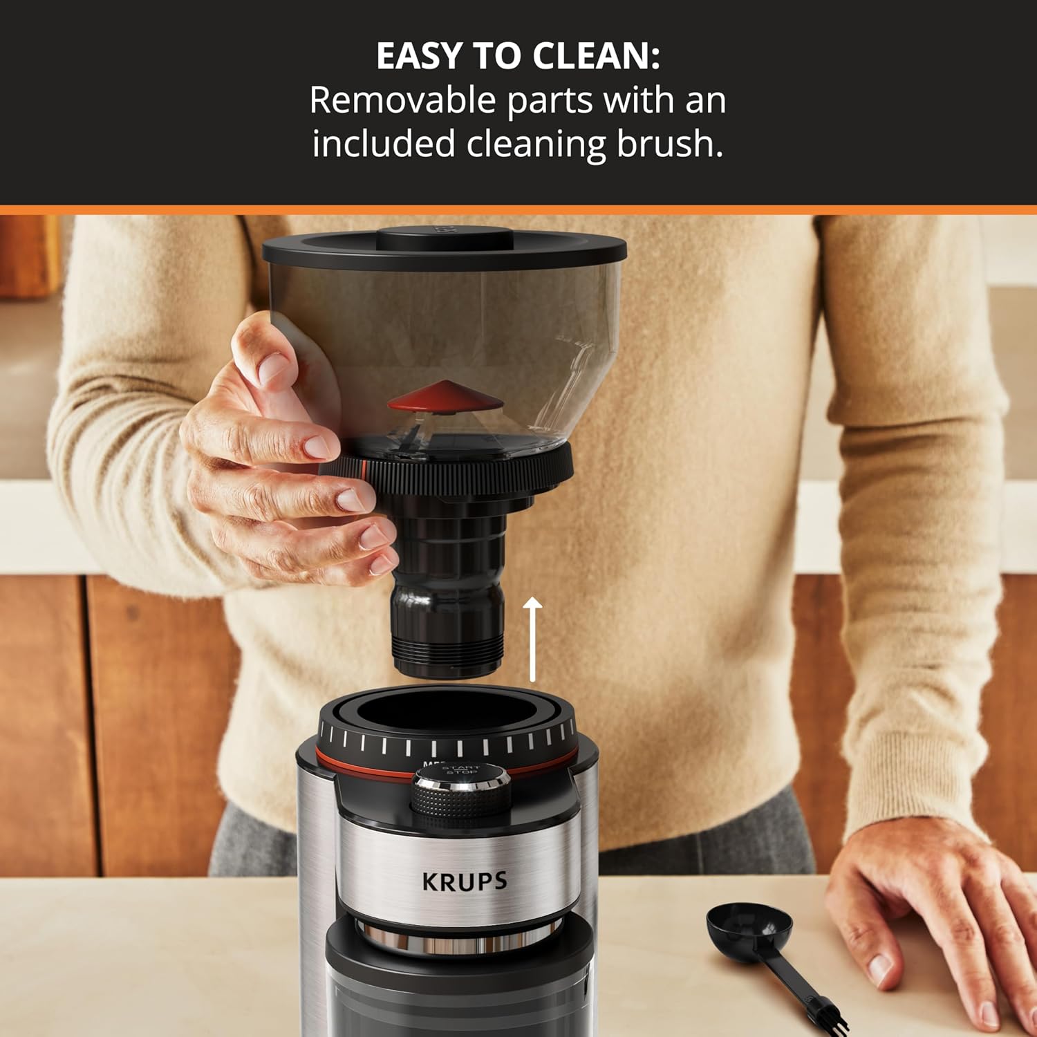 KRUPS Precision Burr Coffee Grinder: 12 Settings, 8 oz Capacity for Drip, French Press, Espresso, Pour Over, Cold Brew - Stainless Steel, 110W, Auto-Stop, Easy Clean - Coffee Grinders for Home Use