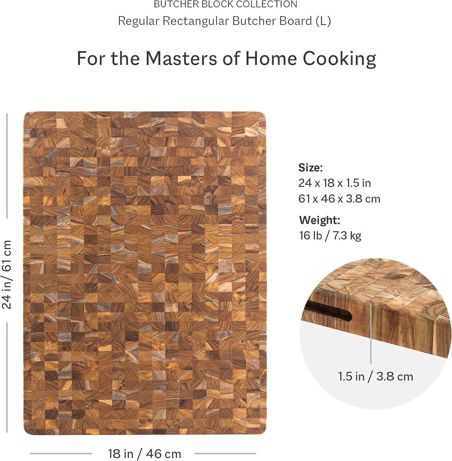Teakhaus Butcher Block Carving Board - Large Extra Thick Cutting Board with Juice Groove - Holiday Gift Ideas for Men and Women - Gift-Ready End Grain Wood, Knife Friendly - FSC Certified