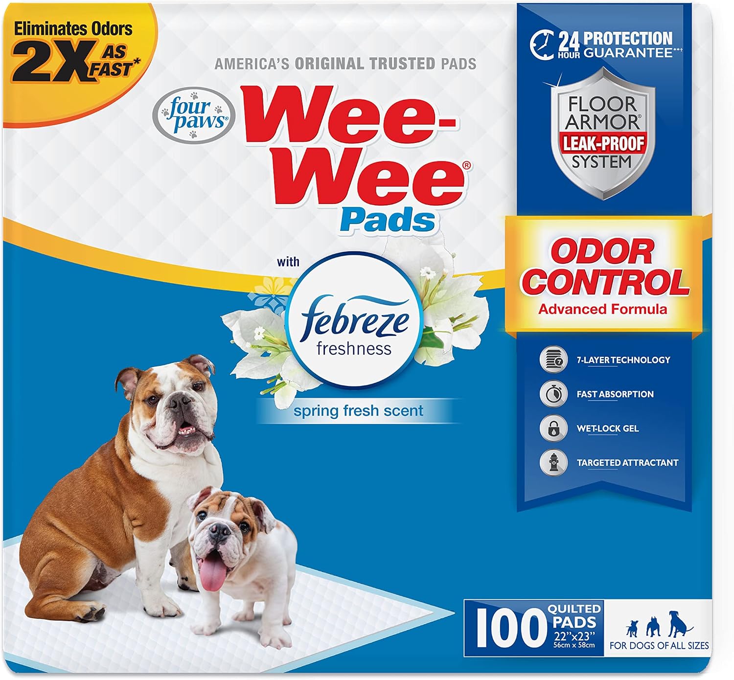Four Paws Wee-Wee Odor Control Dog Pee Pads with Febreze Freshness