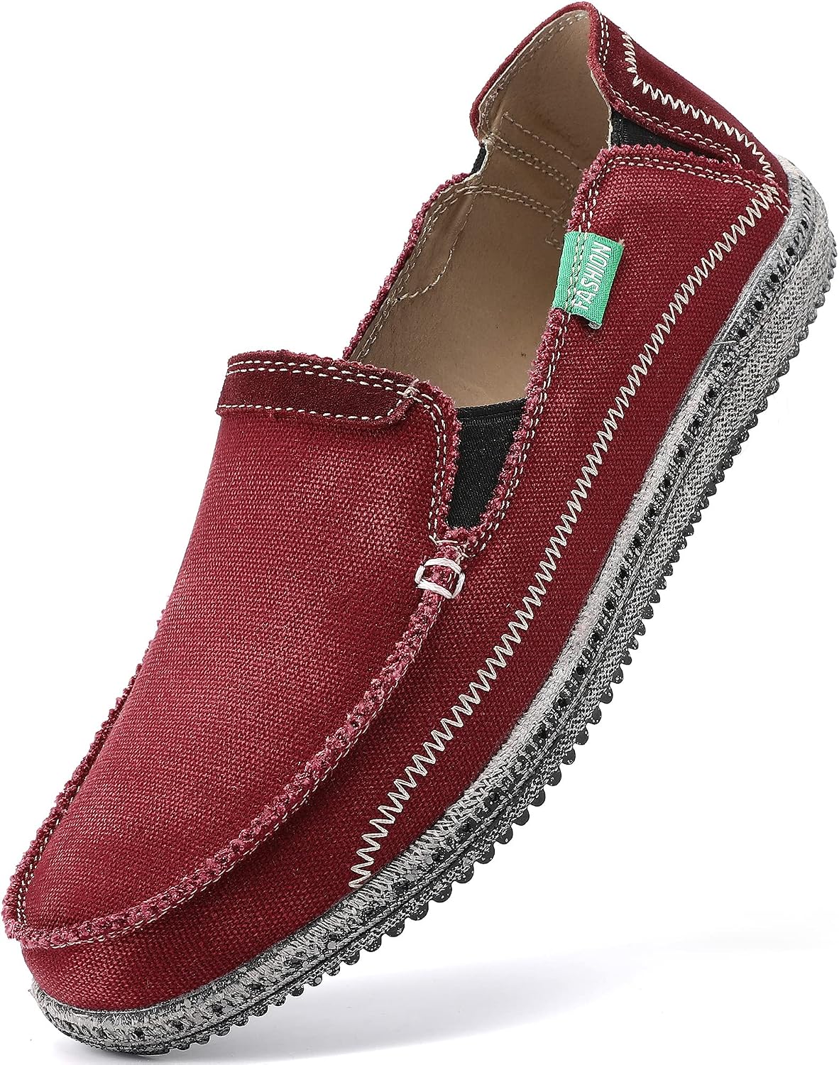VILOCY Mens Slip on Deck Shoes Casual Canvas Loafers Beach Boat Shoes Zero Drop Vintage Flat