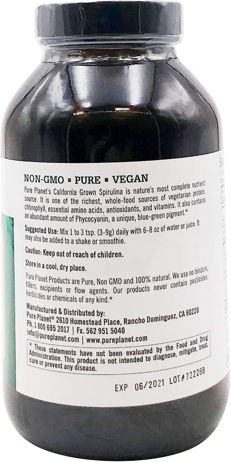 Pure Planet 100% Pure Spirulina Powder, 8 OZ