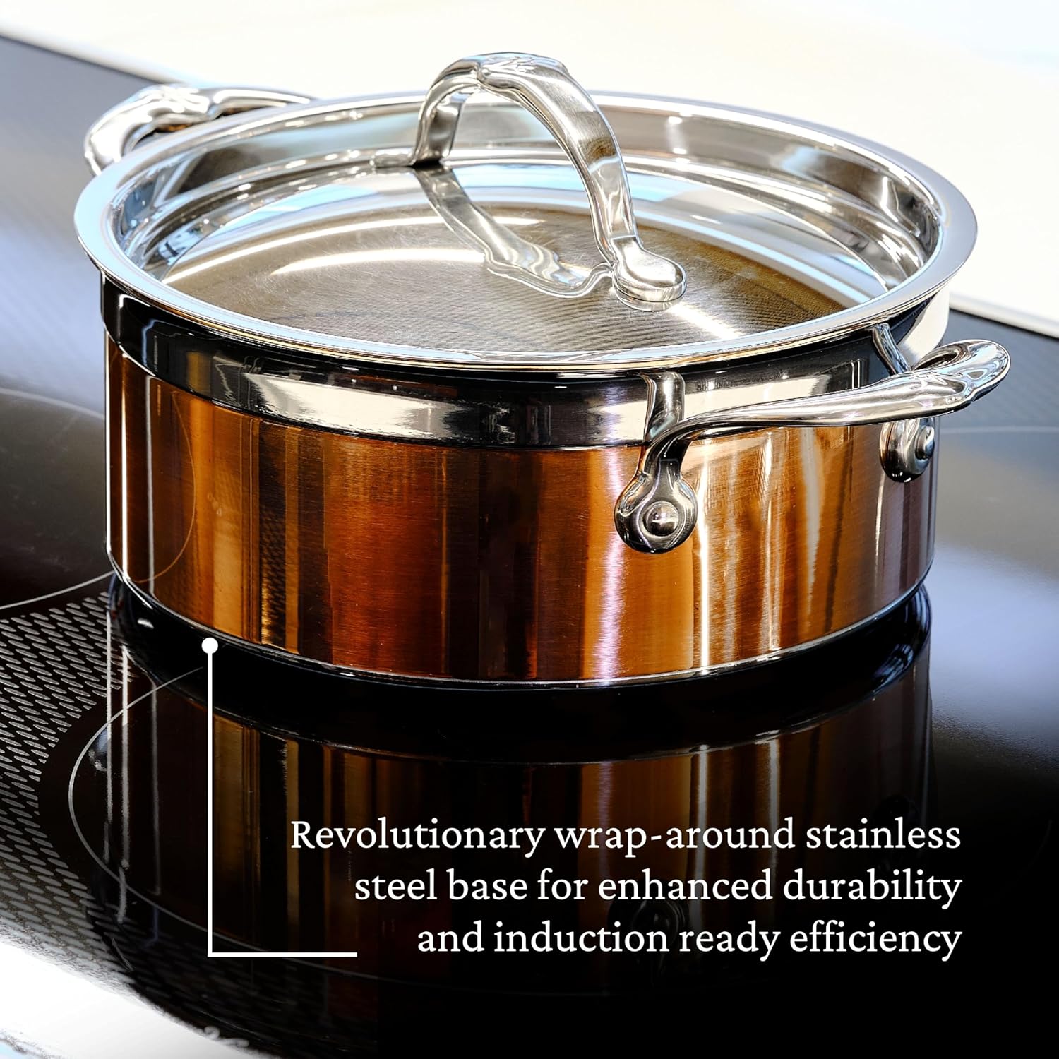 Hestan - CopperBond Collection - 100% Pure Copper Soup Pot, Induction Cooktop Compatible, 3 Quart