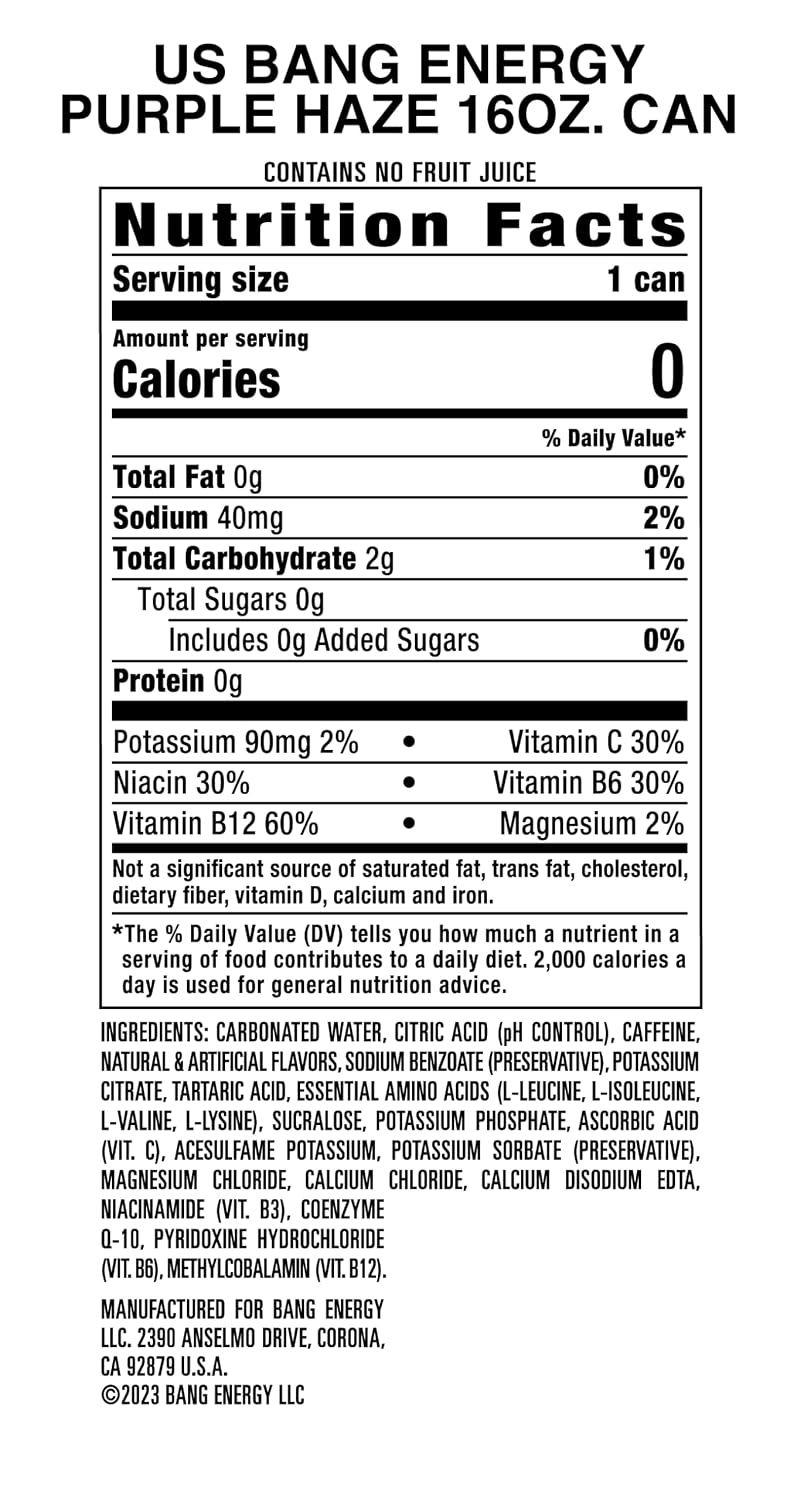 Bang Energy Blue Razz, Sugar-Free Energy Drink, 16-Ounce | Pack of 12