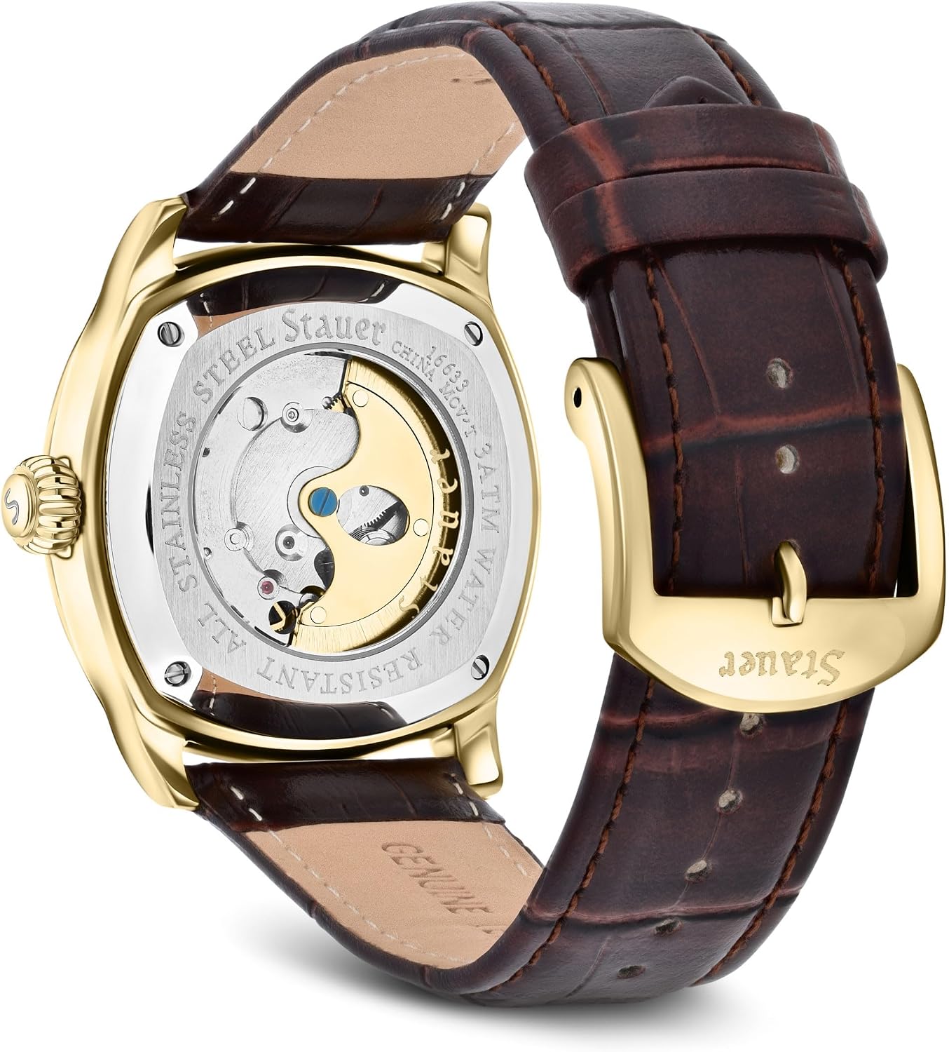 Stauer 1930 Dashtronic Watch Cotswold Genuine Men's Automatic Watch with Leather Band and Stainless Steel Case 21-Jewel Movement and 3-ATM Water Resistant