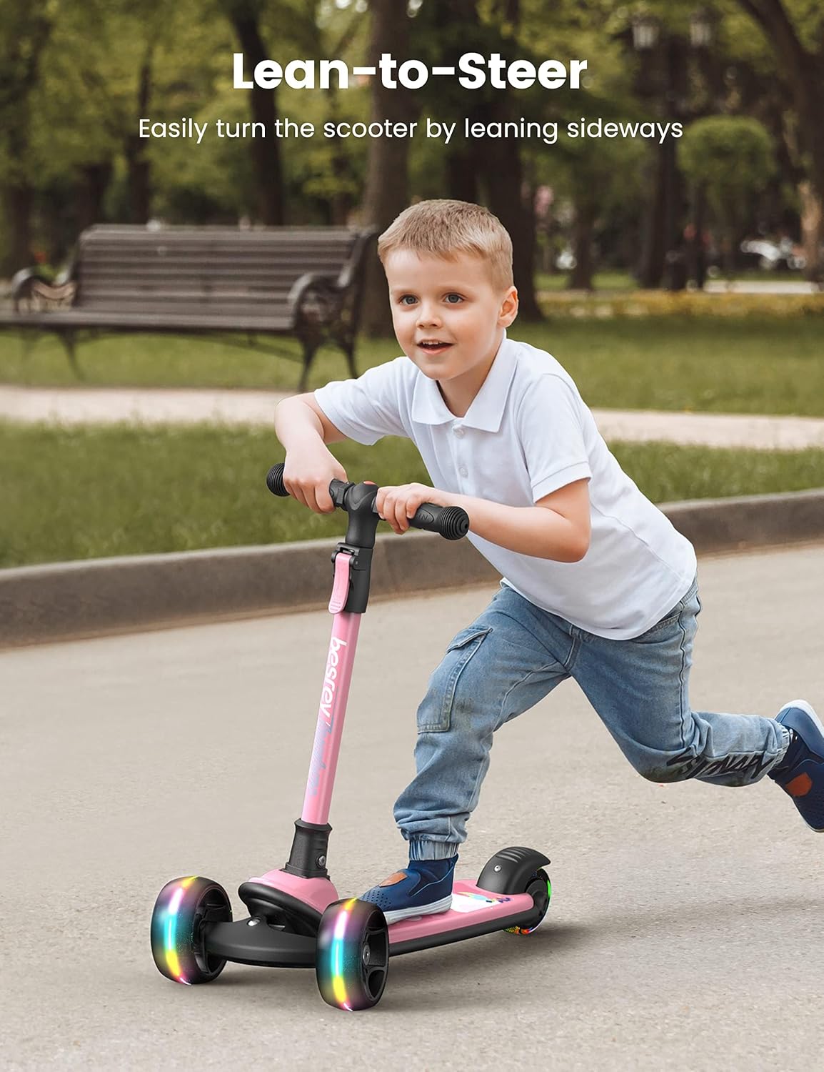 besrey 3 Wheel Scooter for Kids Ages 3-10 with 4 Adjustable Height