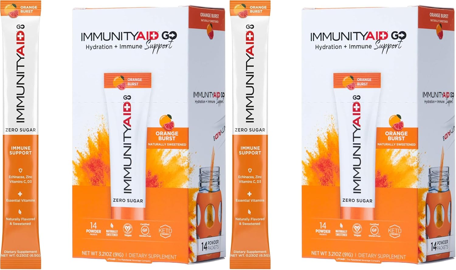 LIFEAID IMMUNITYAID GO Zero Sugar Hydration Packets (14 Packets)