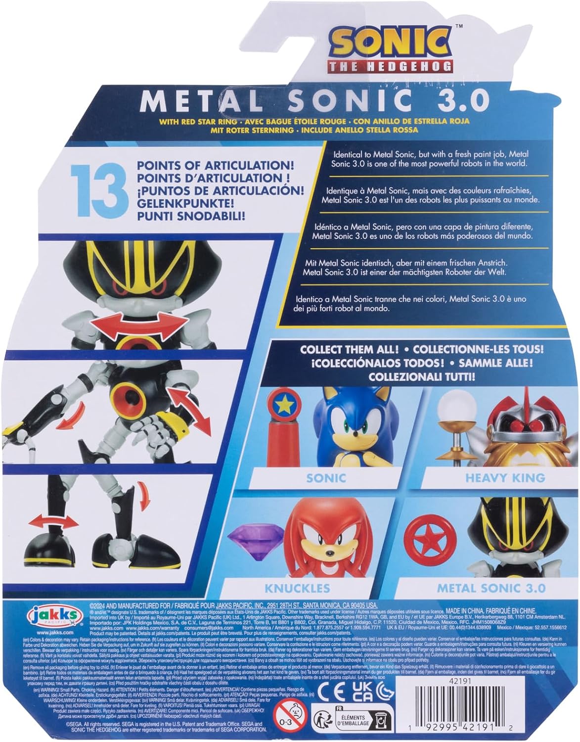 Sonic the Hedgehog 4-inch Metal Sonic 3.0 Action Figure with Red Star Accessory. Ages 3+ (Officially licensed by Sega)