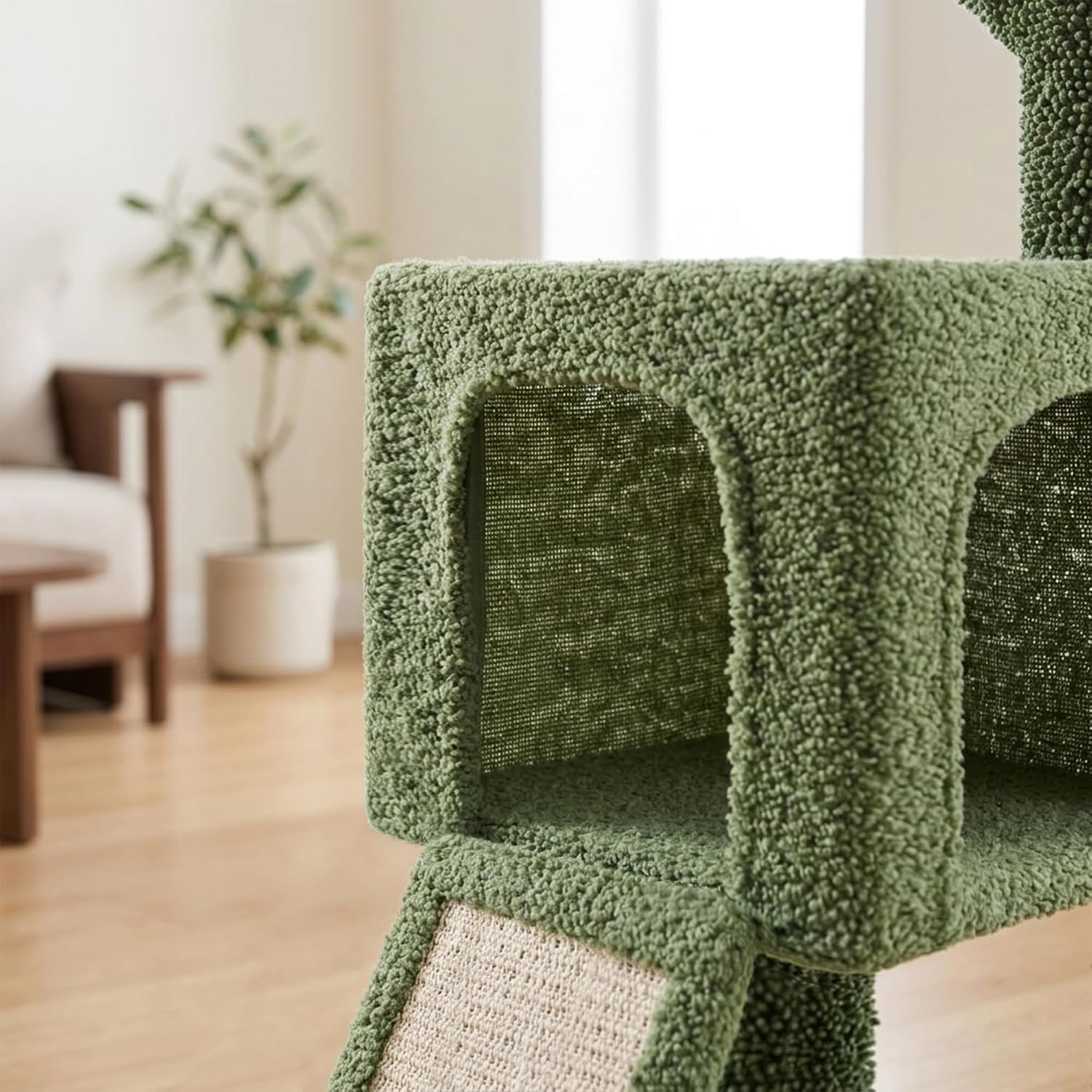 32" Cat Tree for Indoor Cats, 2-in-1 Cat House with Sisal Scratching Post & Ramp, 2-Level Cat Tower with Rotatable Feather & Ball Toys, Stable Grey Cat Condo for Small/Medium Cats, Grey