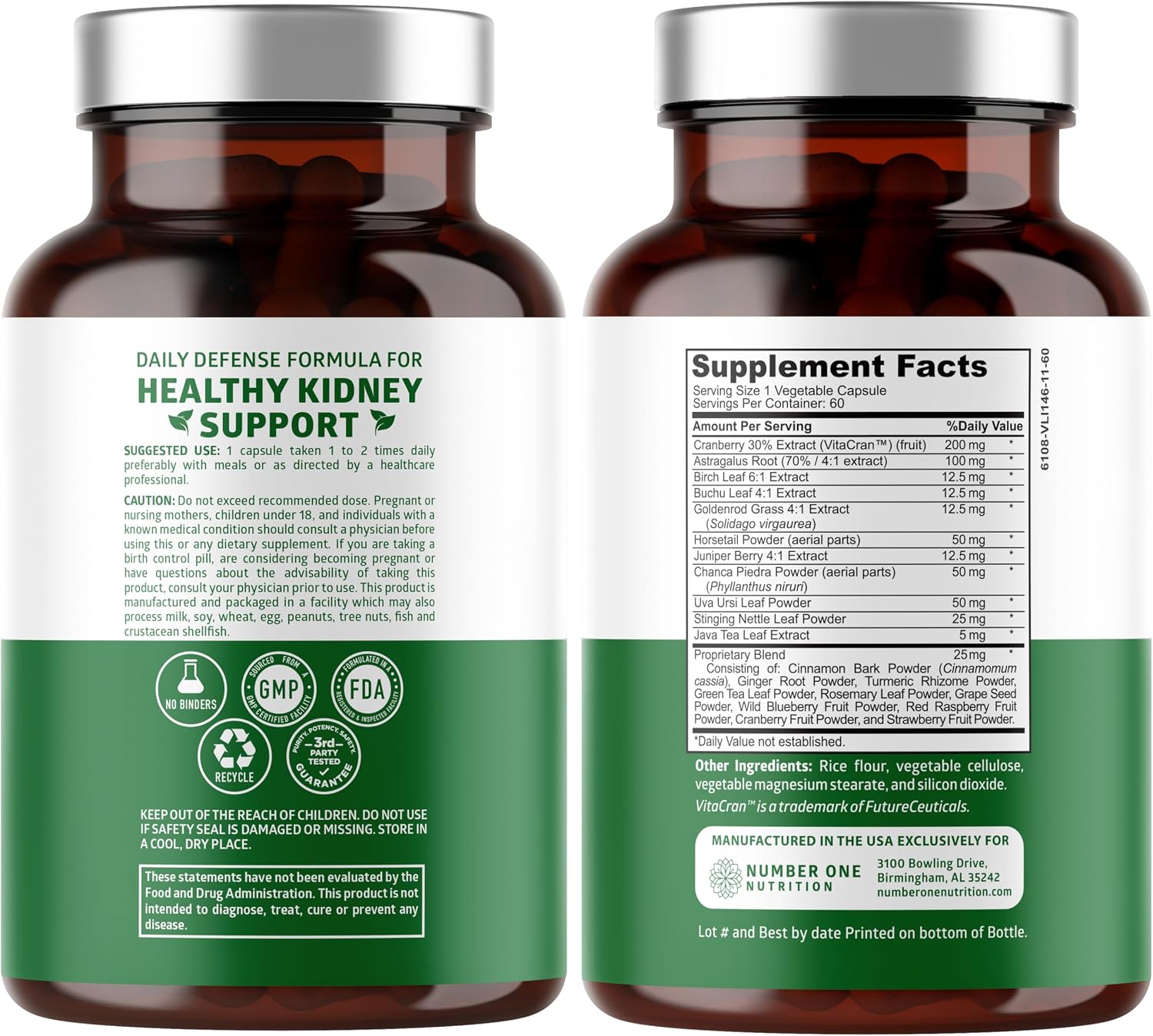 Kidney Support 21 Herbs with Cranberry Astragalus Uva Ursi, 60 Caps