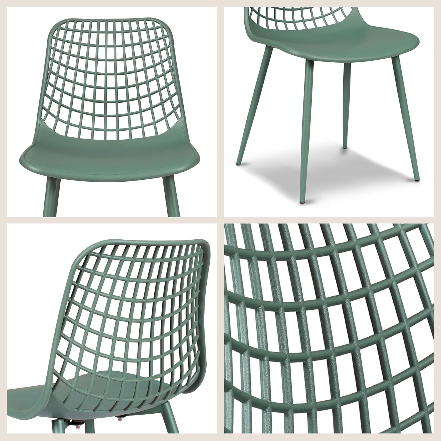 Poly & BARK Isla Modern Kitchen Chairs Set of 4 - Plastic Dining Chair with Metal Legs - Quick Assembly Simple Cafe Chairs Plastic for Indoor or