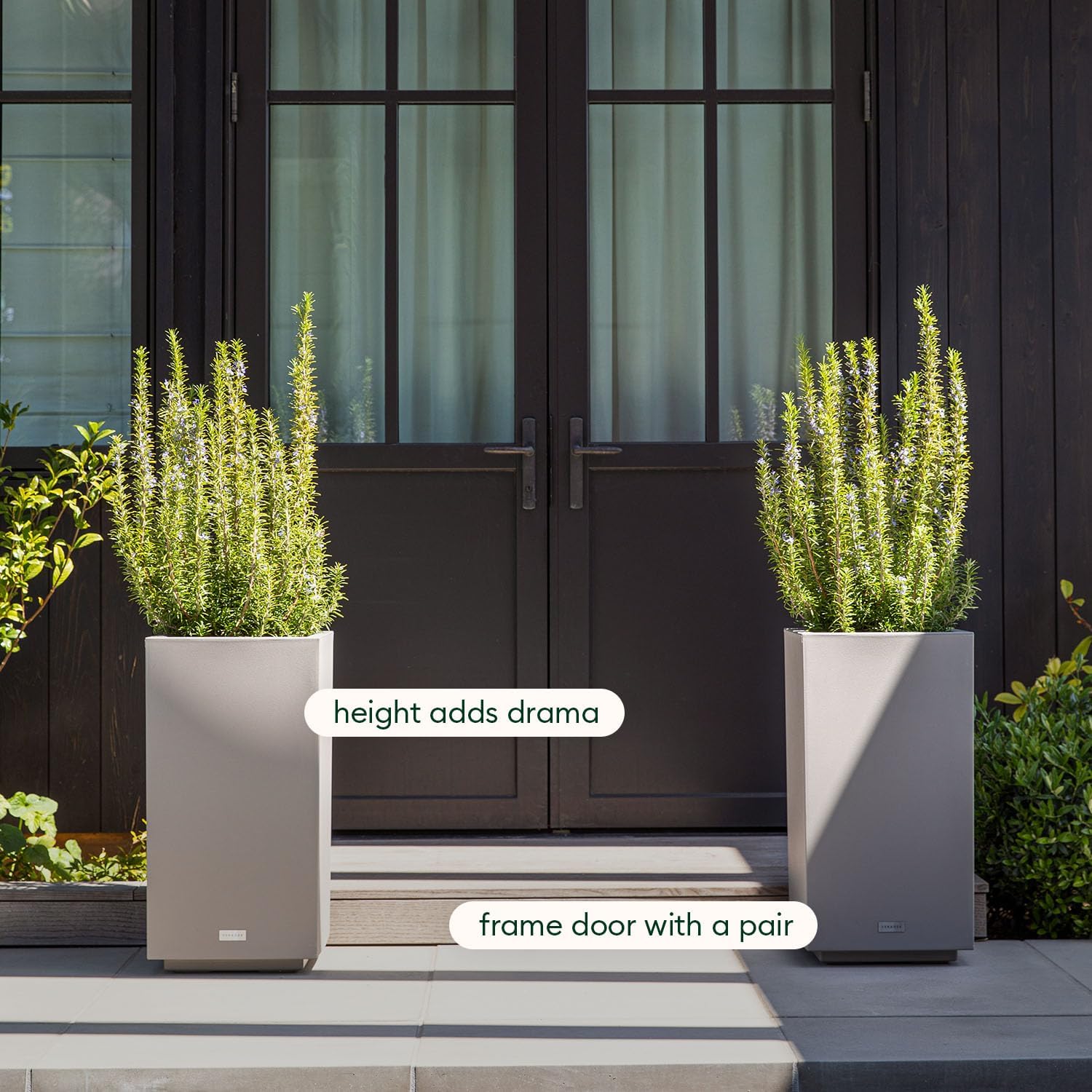 Veradek Block Series Pedestal Planter - Tall Rectangular Outdoor Planter | Made From Durable Plastic Featuring a Removable Insert Bucket. Modern Porch/Patio Décor for Plants and Flowers