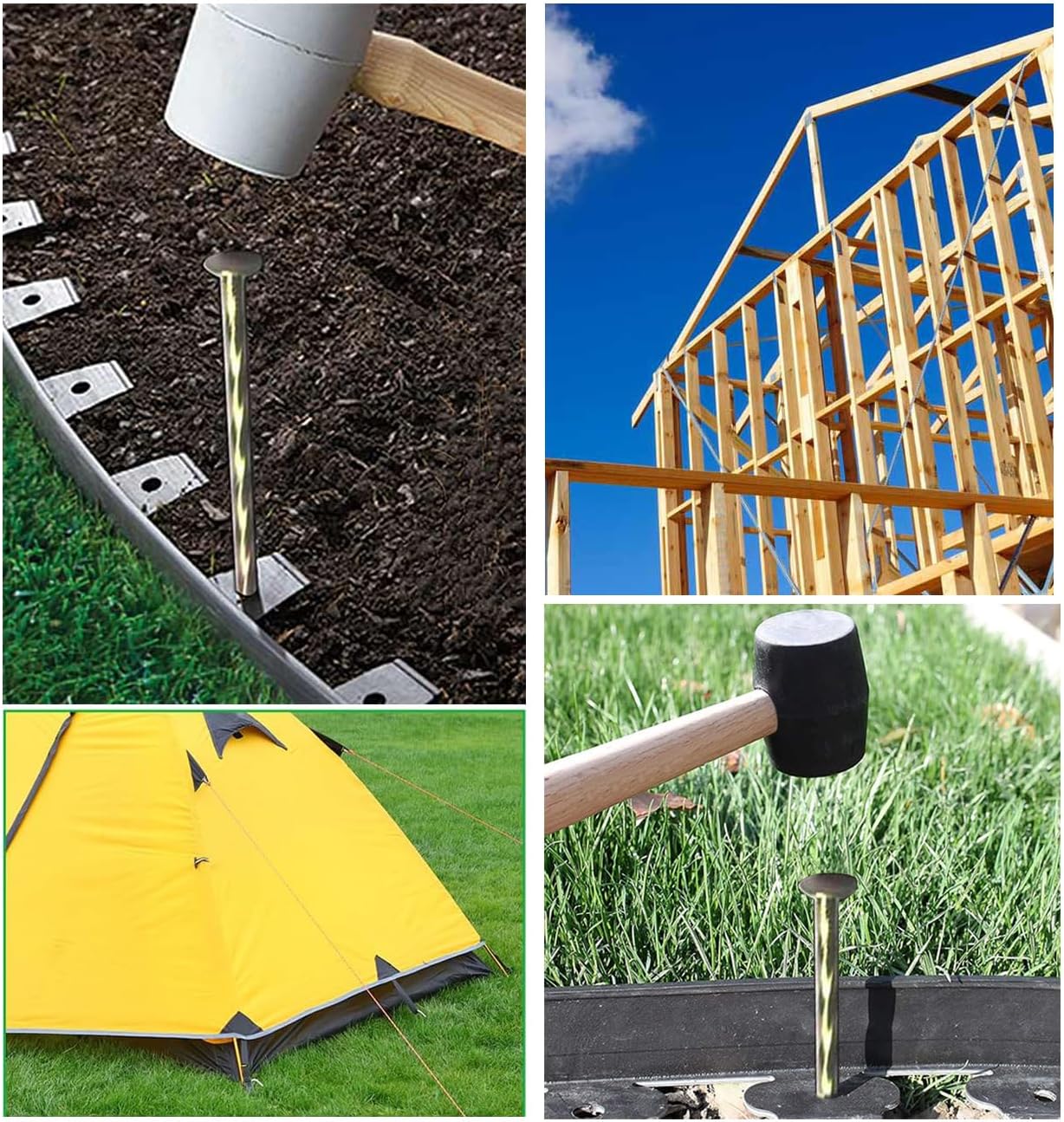 9 Pack 8 Inch Galvanized Tent Spikes,Metal Edging Spikes Landscape