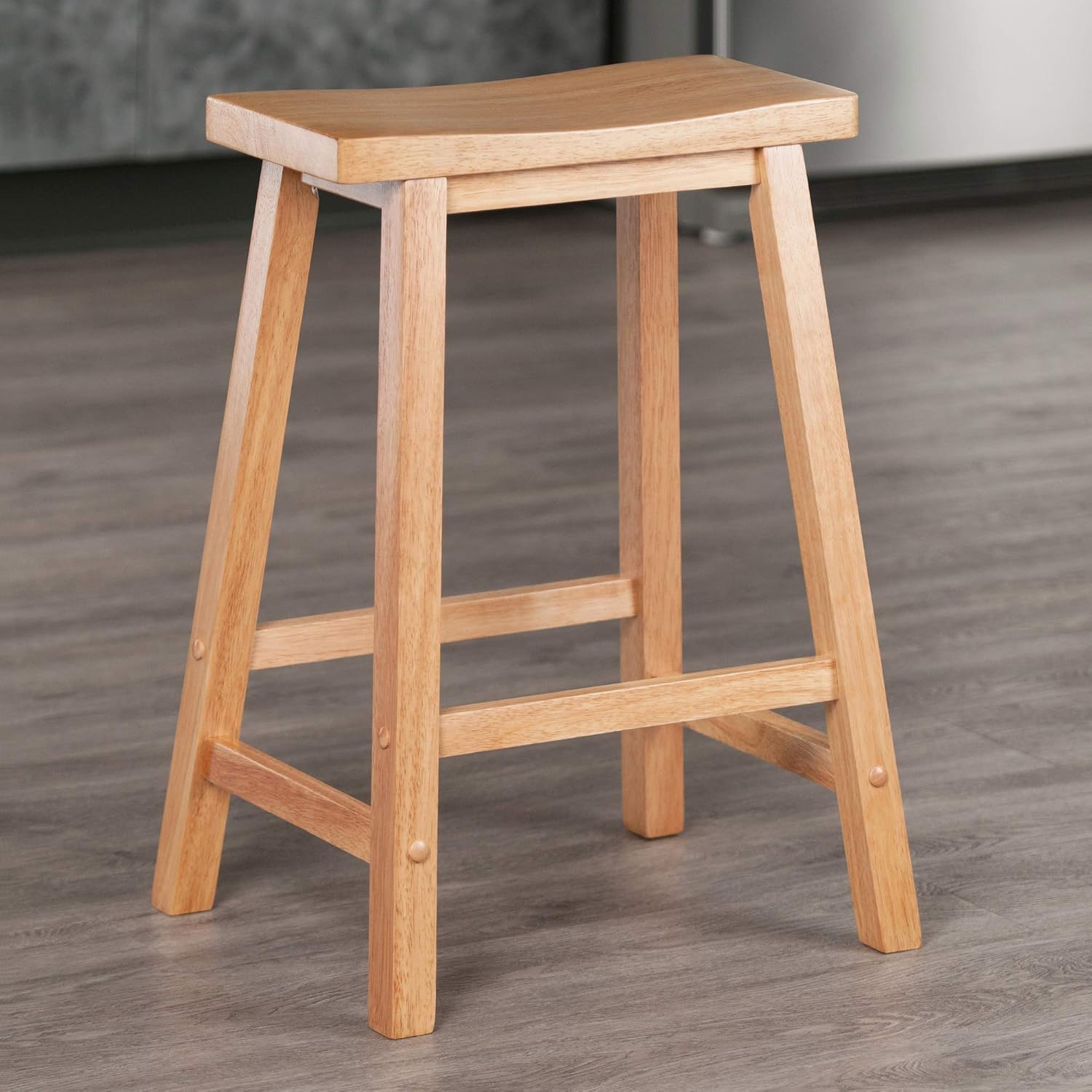 Winsome Satori Saddle Seat Counter Stool, Walnut, 24" | Classic Backless Bar Chairs for Kitchen & Dining Room Seating, Timeless Essential Furniture for Home, Dorm, Apartments