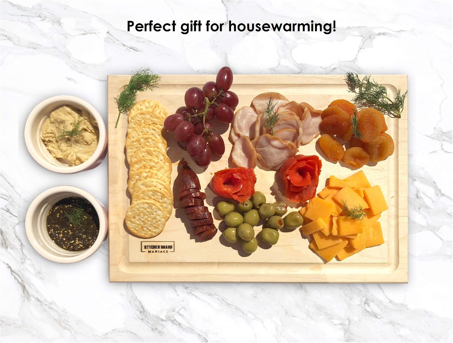 Premium Maple Wood Cutting Board - 12x8 Inches, Reversible Chopping Board for Kitchen, Cheese, and Charcuterie, Durable and Knife-Friendly