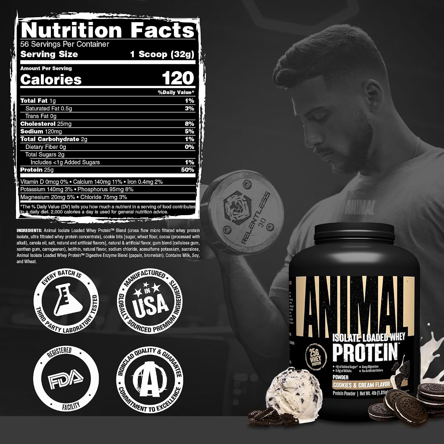 Animal Whey Isolate Protein Powder - Loaded for Pre & Post Workout Muscle Builder and Recovery with Digestive Enzymes for Men & Women - 25g Protein, Great Taste, Low Sugar - Chocolate 2 lbs