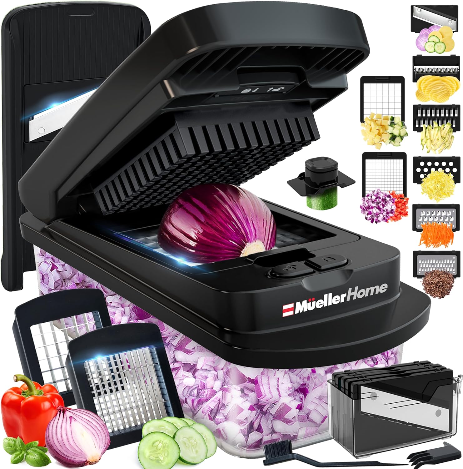 Mueller The Real Original Pro Vegetable Chopper & Mandoline Slicer, 10-in-1