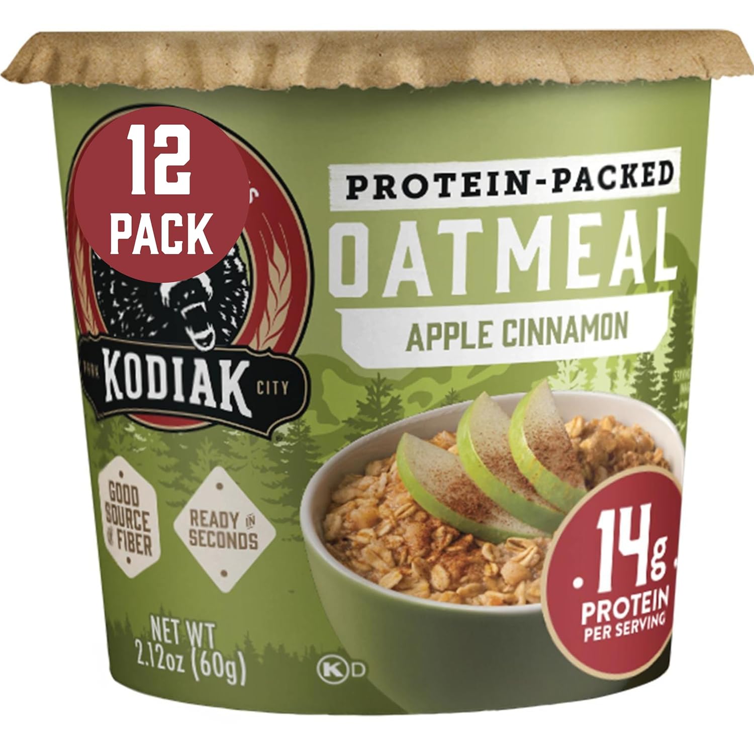 Kodiak Cakes Instant Protein Maple & Brown Sugar Oatmeal in a Cup, 2.12oz (Pack of 12)