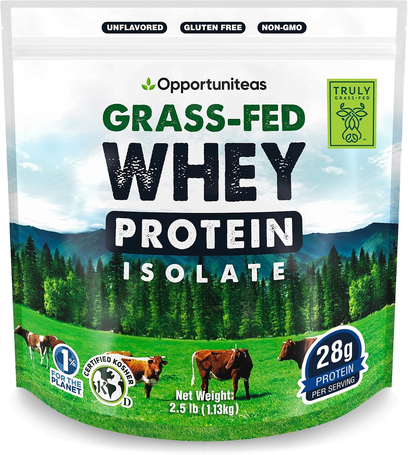 Unflavored Grass Fed Whey Isolate Protein Powder, 1 lb | Isolated, Flavorless Whey made with 100% GrassFed Hormone-Free Milk, It's Unsweetened, Cold-Pressed and Heavy-Metal Tested