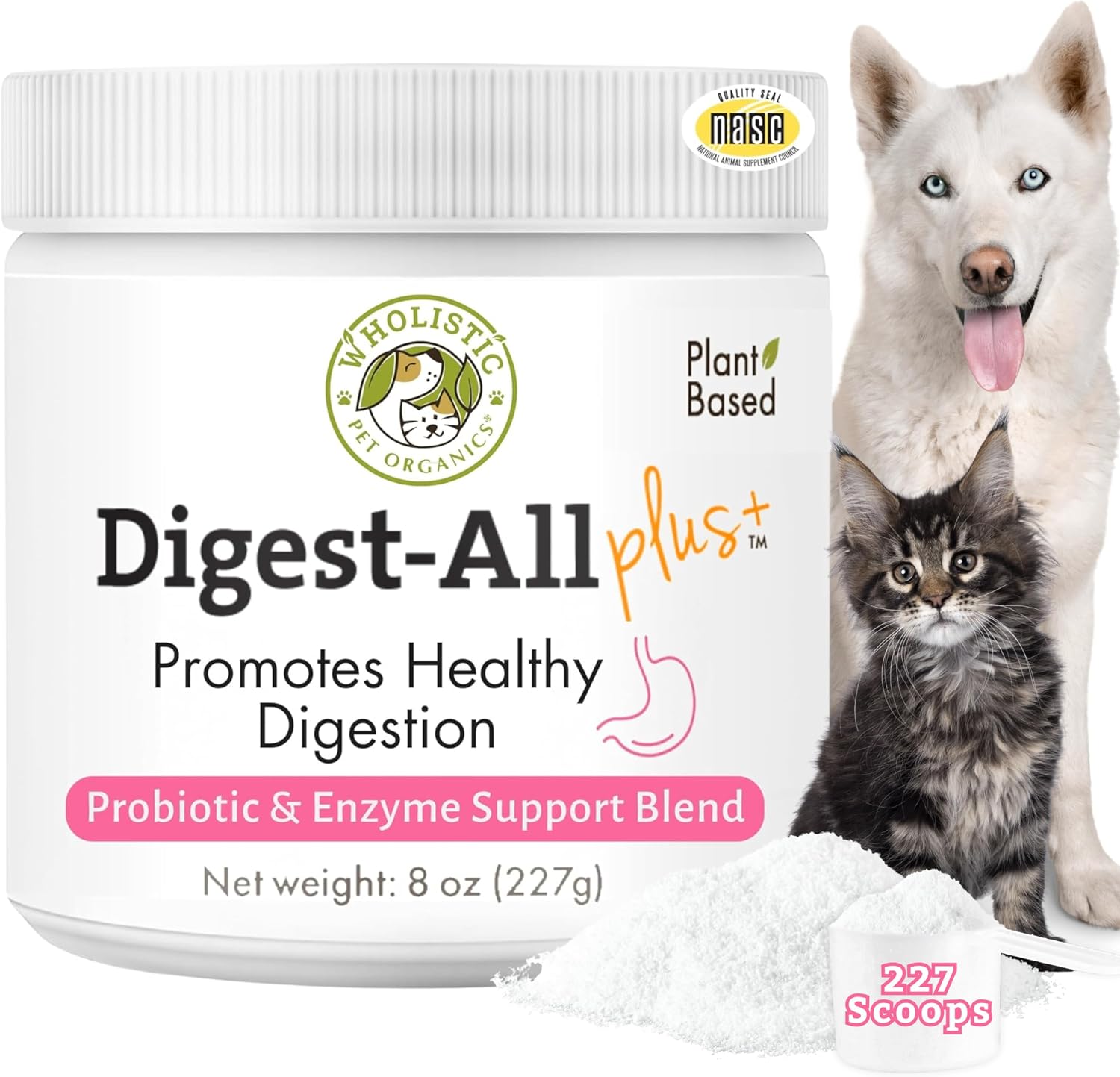Probiotics for Dogs and Cats for Gut & Digestive Health | 2 Oz | 57 Scoops | 10B CFUs for Digestion, Nutrient Absorption, and Gut Balance | Cat & Dog Probiotics with Prebiotics and Digestive Enzymes