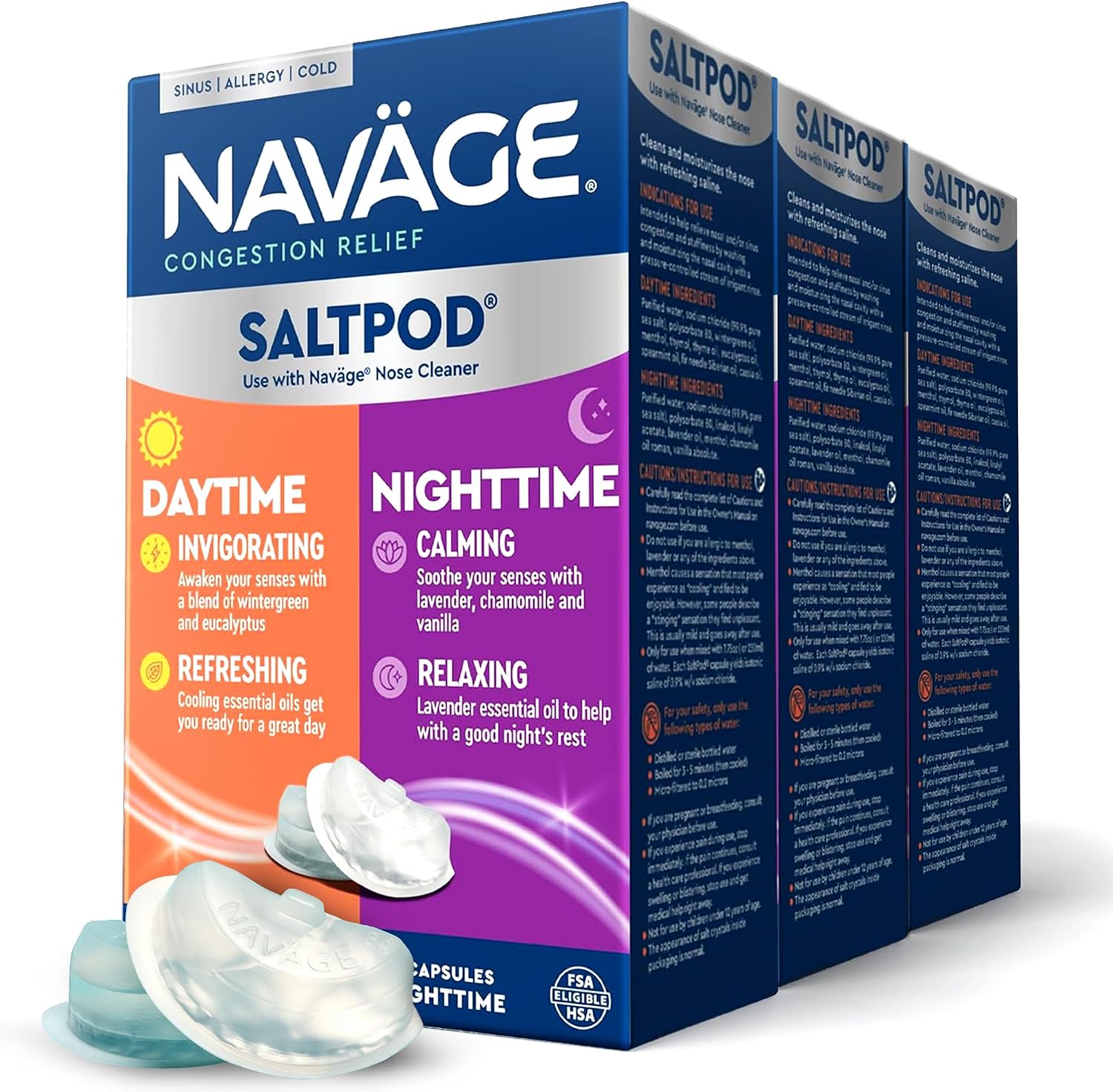 Navage® SaltPods Refills, Original Sea Salt Formula, 90 Count | Pre-Measured Precision: Clears Mucus and Irritants for Breathable, Comfortable Sinuses