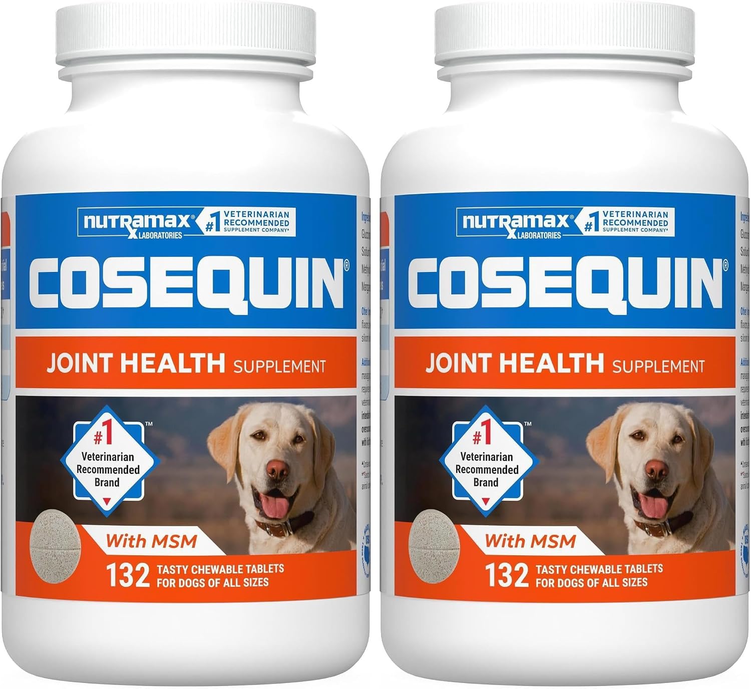 Nutramax Cosequin Joint Supplement for Dogs, Chewable Tablets, 132ct | Glucosamine + Chondroitin for Dogs with MSM, Supports Healthy Joints, All Breeds & Sizes, All Ages