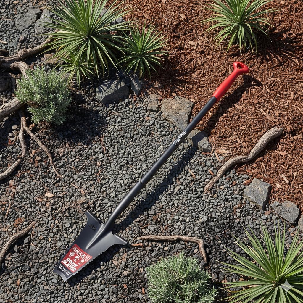 Root Slayer 22011 Garden Shovel, Serrated Blade, Red