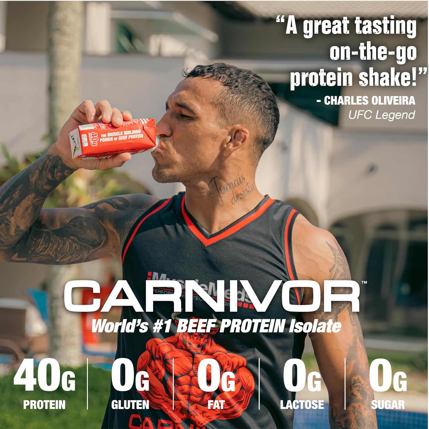 MuscleMeds Carnivor RTD, Ready to Drink Protein, Lactose Free, Sugar Free, 40g Isolate Protein, Muscle Building, Recovery, Chocolate, 16.9 Fl Oz (Pack of 12)
