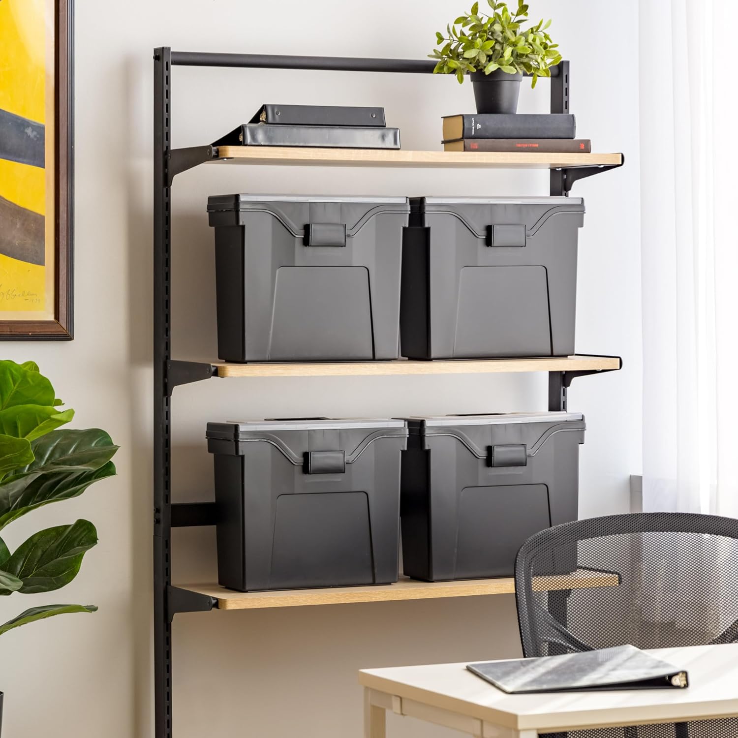 IRIS USA 4-Pack File Box Organizer with Wing Lid Letter/Legal 18 Qt, Clear | Organize letter and legal files, documents and paperwork with a wing lid for quick access and secure storage