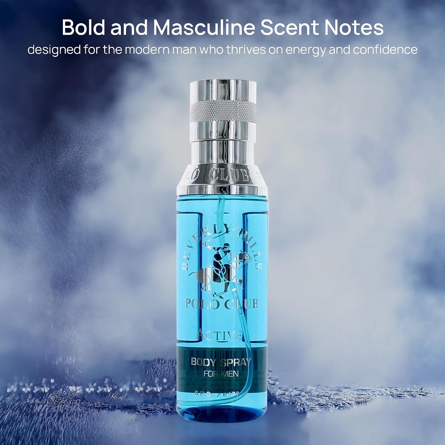 Beverly Hills Polo Club Body Spray for Men - BHPC Blaze - Fresh, Earthy with Notes of Cedar & Basil - Long Lasting Body Mist Cologne Scent - Ideal Gift for Him, 6oz