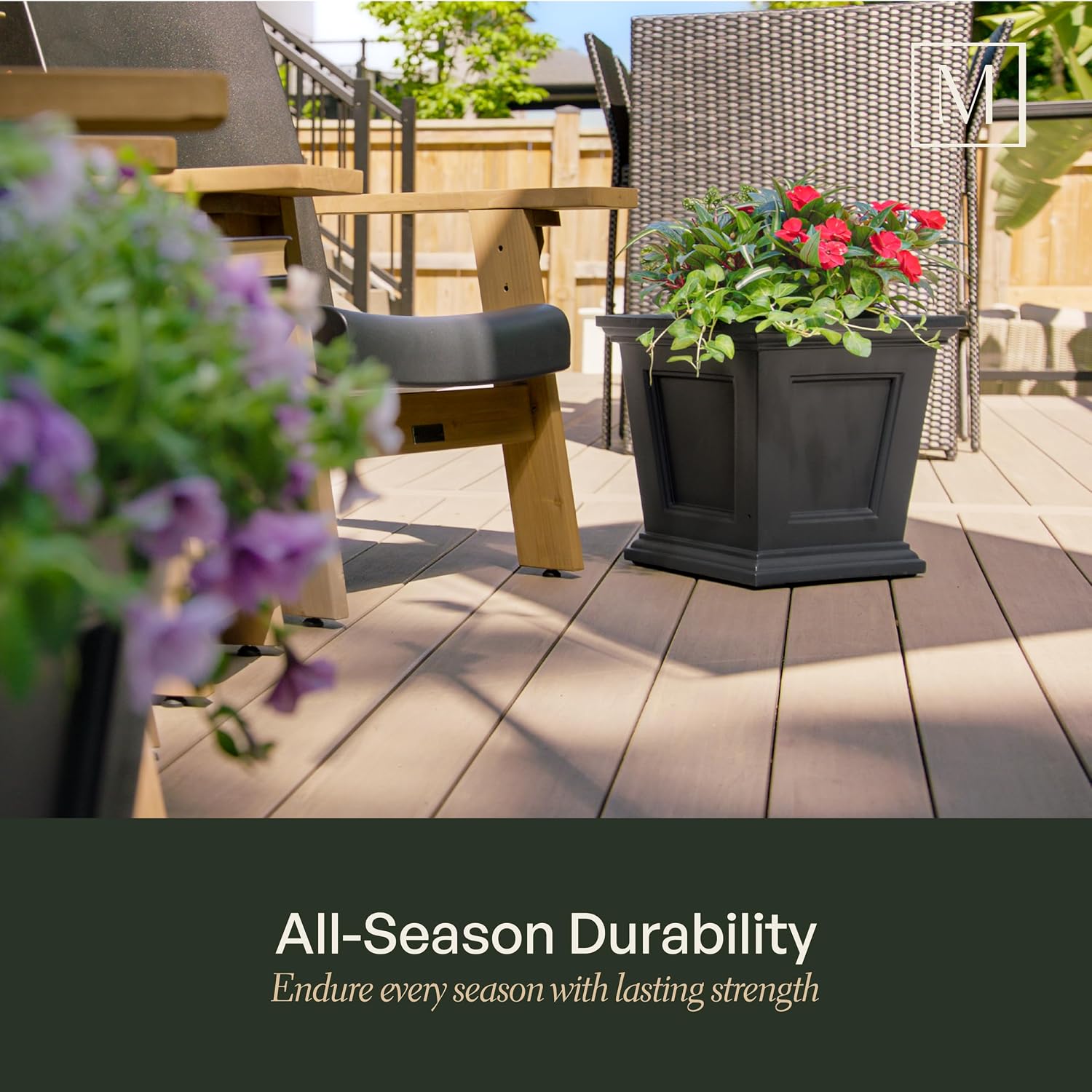 Mayne Fairfield 16in Self-Watering Square Planter, Black