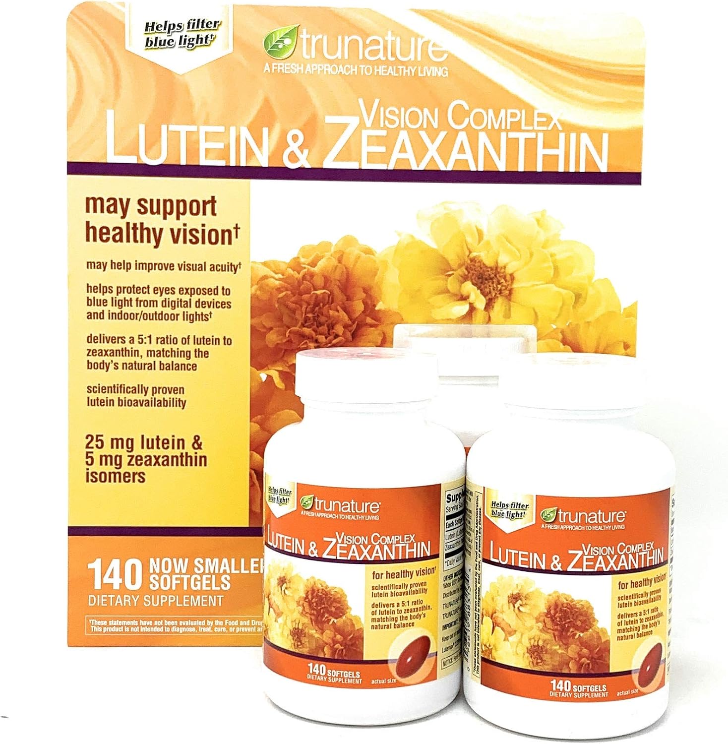 Trunature Vision Softgels Complex Lutein and Zeaxanthin Supplement, 140 Count