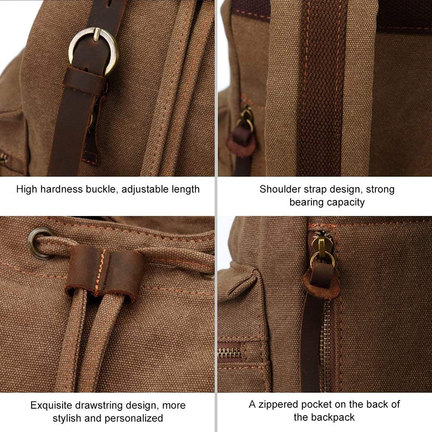 AUGUR High Capacity Canvas Vintage Backpack - for School College Hiking Travel 12-17" Laptop