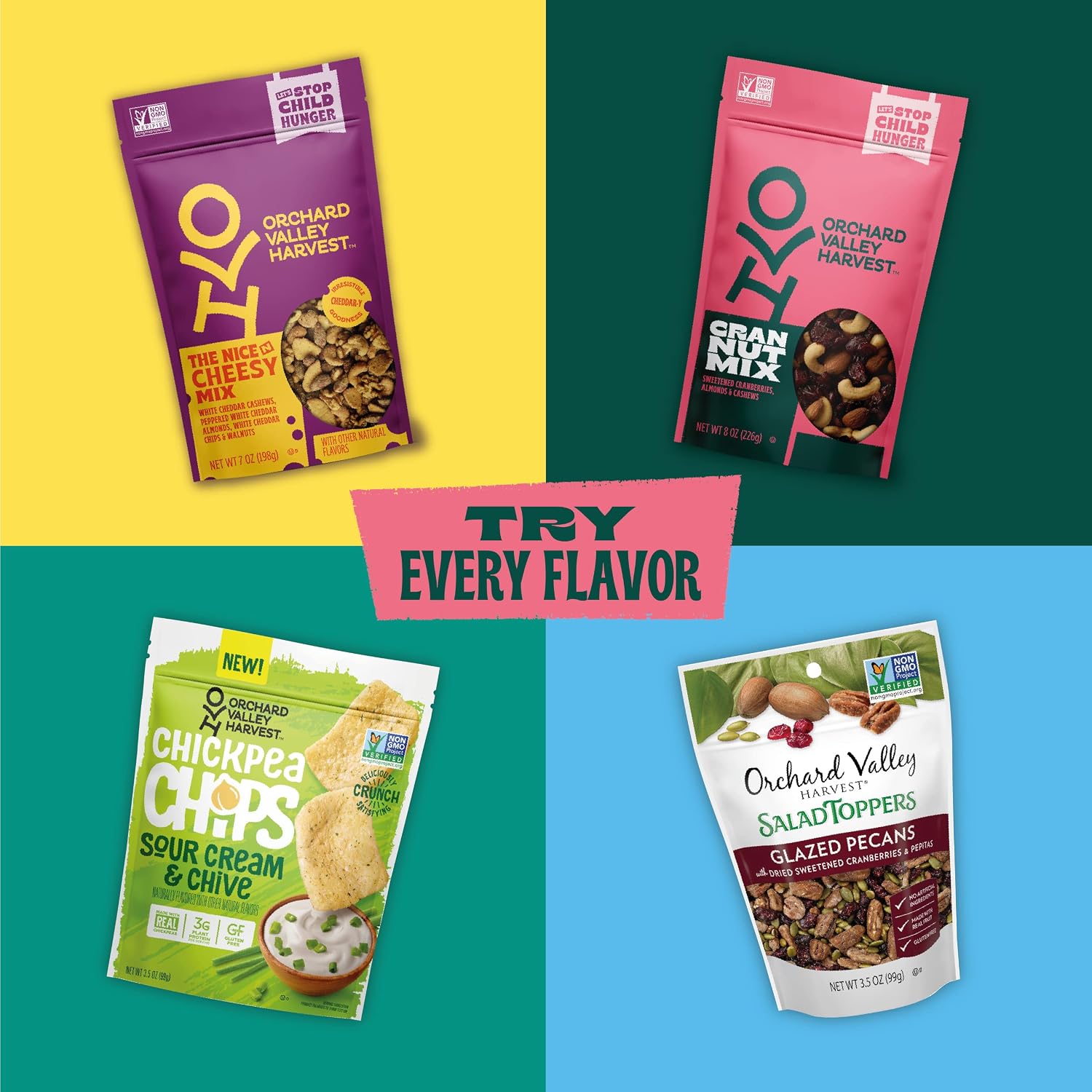 Orchard Valley Harvest Choc Nut Mix Multipack, 1 oz, Pack of 8 | Dark Chocolate Raisins, Almonds & Peanuts, Gluten Free, Stand Up Bag, Non-GMO, 4g Plant Protein, On-The-Go Snack
