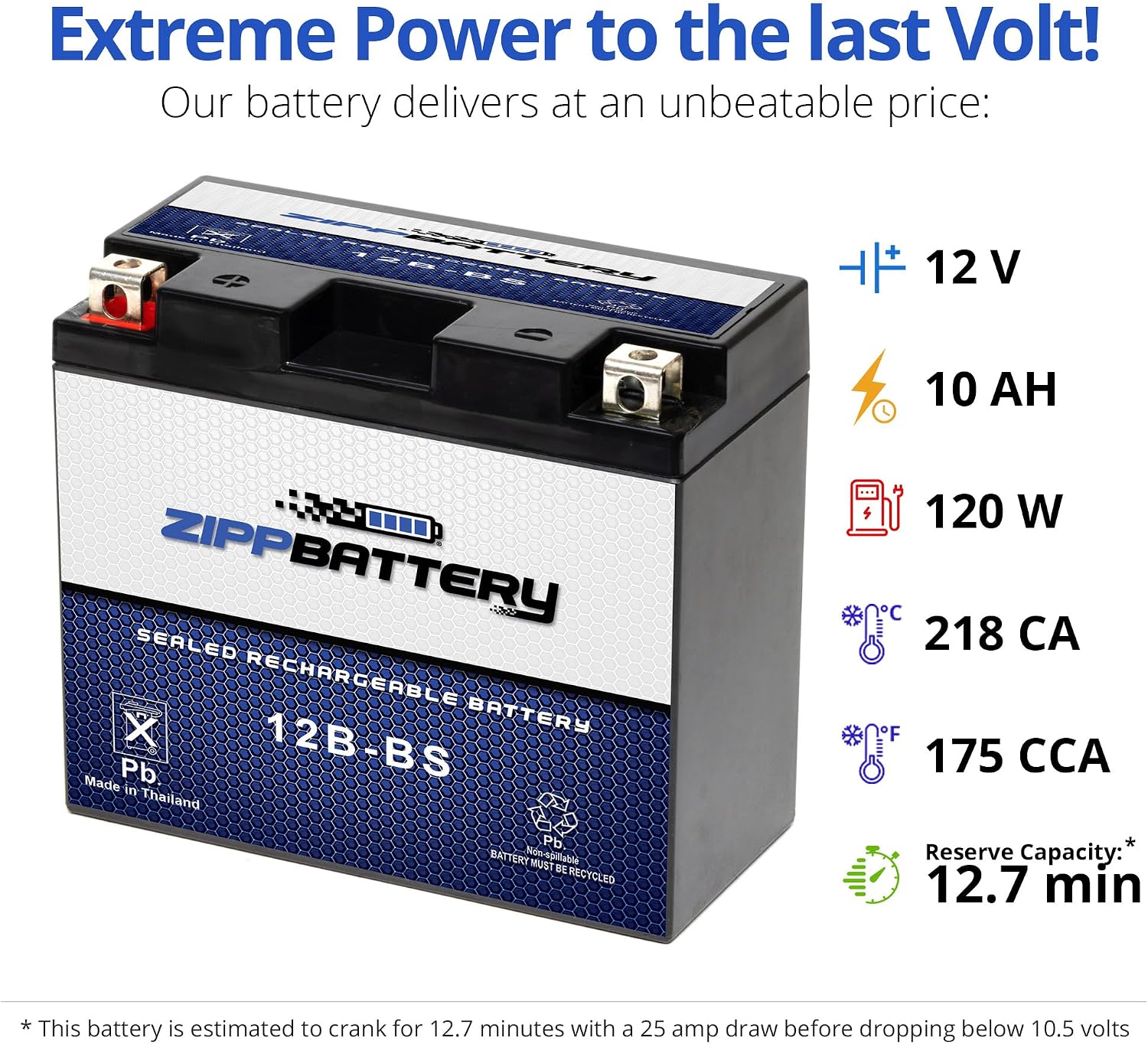 ZIPPBATTERY YTX30L-BS 12V 385 CCA AGM – Maintenance-Free 30Ah Battery for Harley, ATV, UTV, Jet Ski – T3 Nut & Bolt Terminal – Fits Harley Road King, Polaris Sportsman 850, Can-Am Outlander