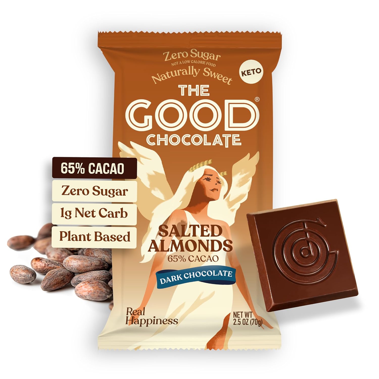 THE GOOD CHOCOLATE – Dark Chocolate Bars with Zero Sugar & Lower Net Carbs – Keto Chocolate Bar with Lower Calories, All Natural and Non-GMO Keto Snacks, 2.5 oz (6 Bars Value Pack)