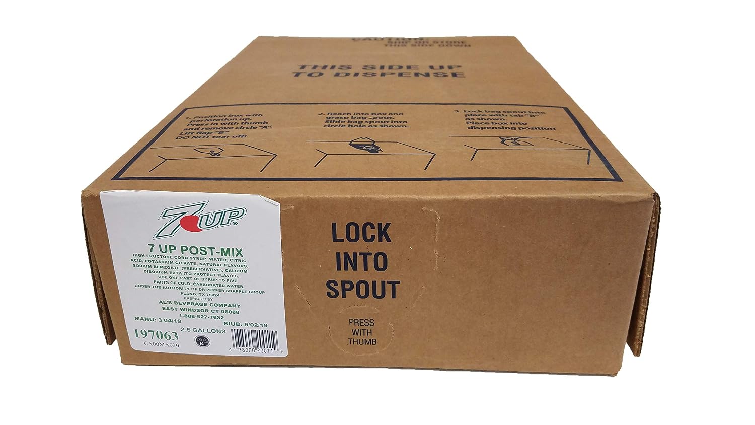 7UP 2.5 Gallon Bag in Box Soda Syrup