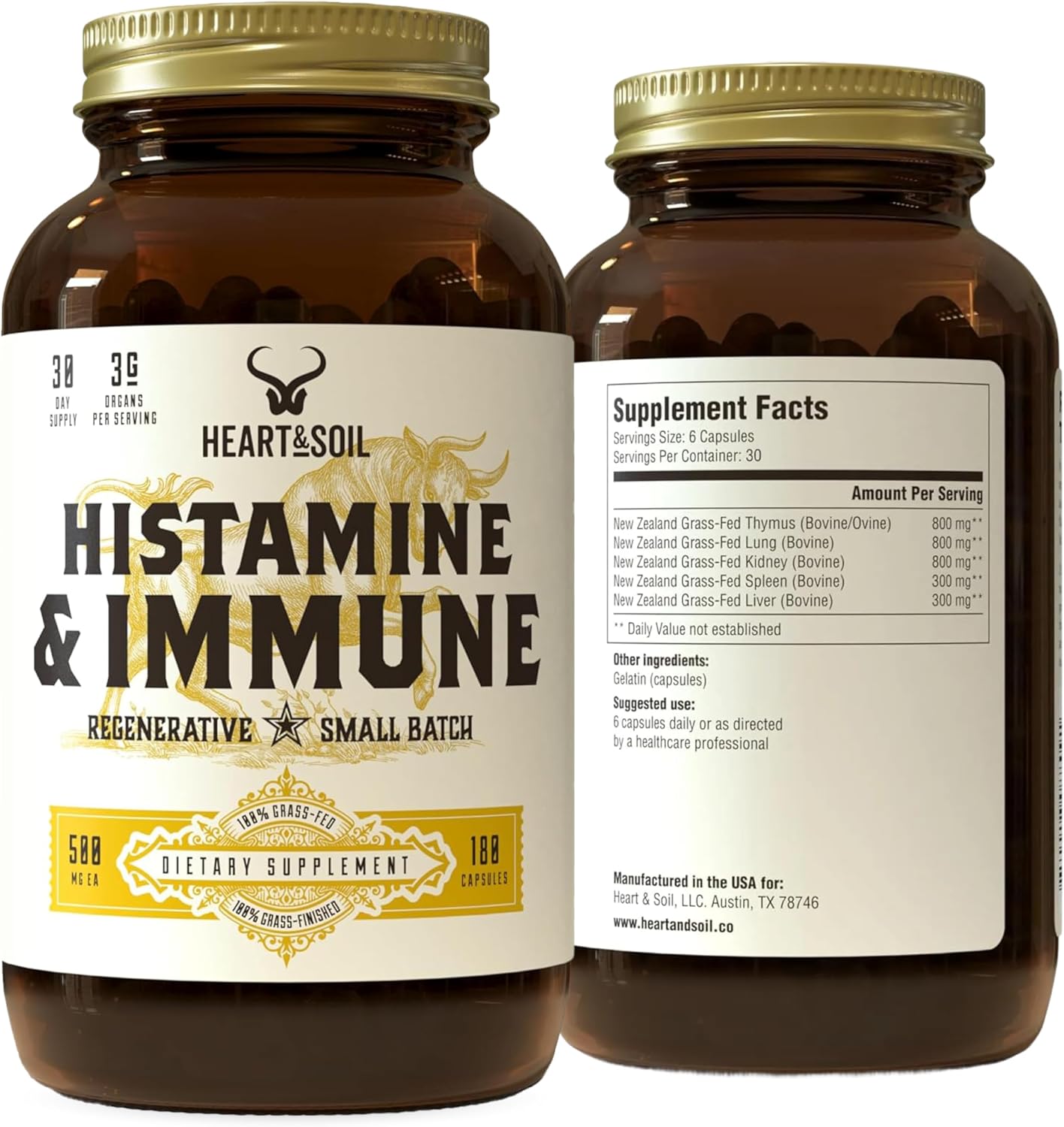 HEART & SOIL Histamine & Immune Support, 180 Capsules
