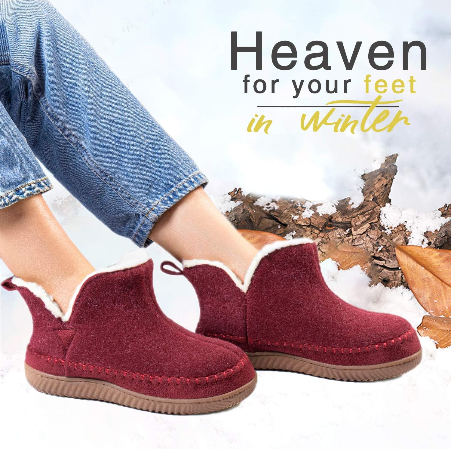 Zizor Women's Moccasin Bootie Slippers, Memory Foam House Shoes