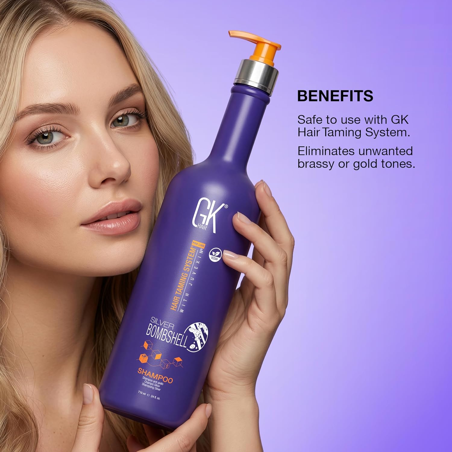 GK HAIR Silver Bombshell Purple Shampoo with Vitamin B5 9.5 Oz | Sulfate-Free Purple Toning Shampoo — Removes Brassy, Yellow & Orange Tones from Blonde, Gray, Silver & Bleached Hair