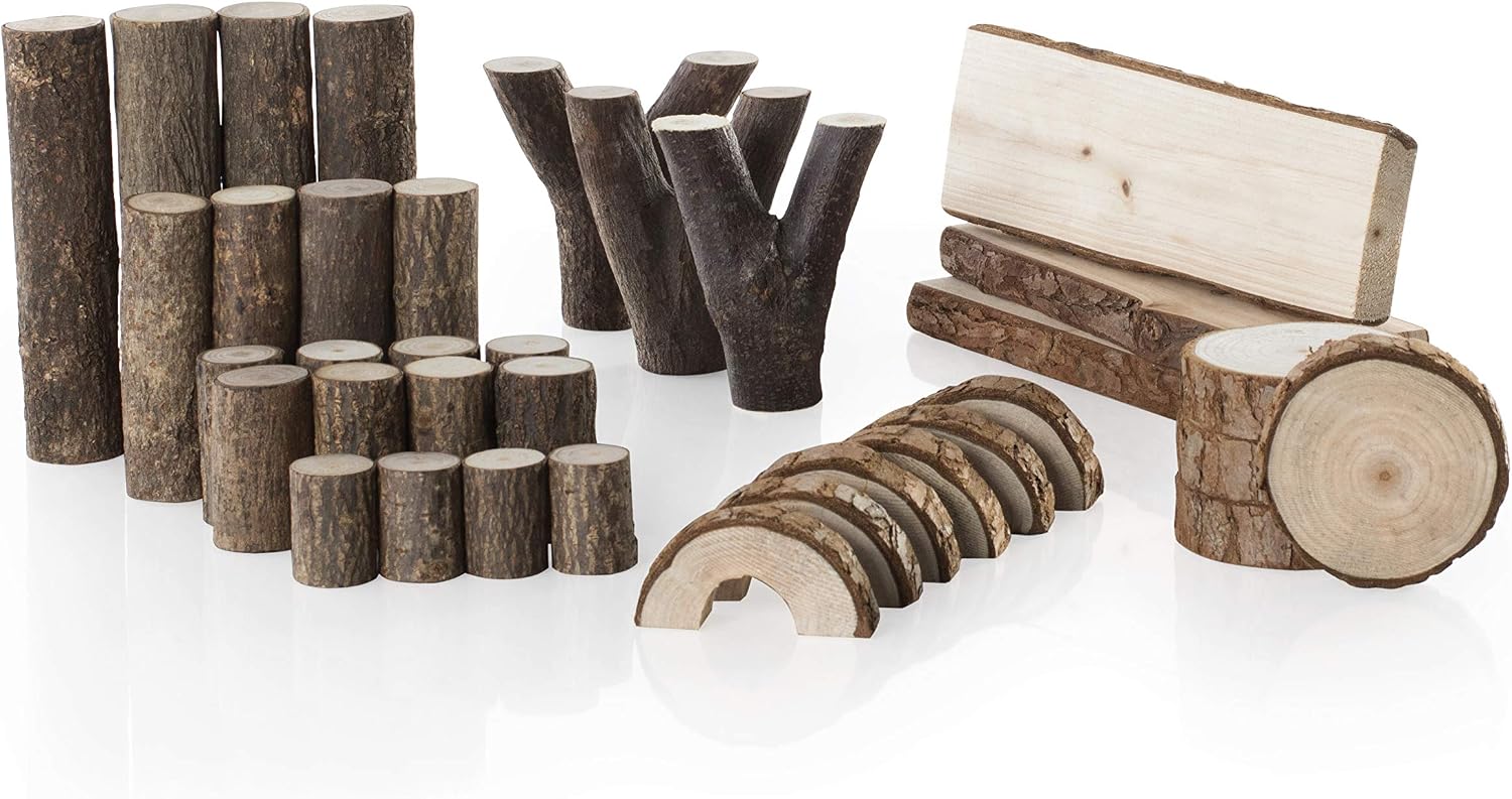 Guidecraft Branch Blocks - 36 Piece Kid's Natural Wooden Unit Building Set, Tree Block Stacking Sorting Toy for Toddlers