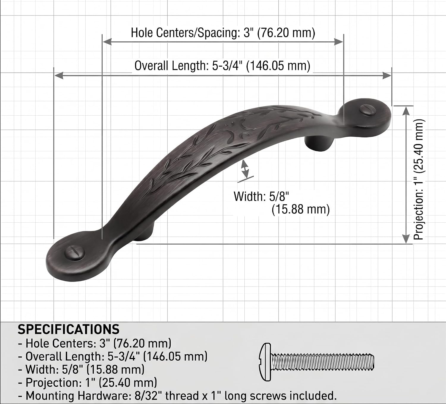Cosmas 10 Pack 465ORB Oil Rubbed Bronze Leaf Pull 3 Inch Hole Centers | Leaf Design | 76mm Hole Centers | 5-3/4 Inch Overall | Kitchen, Bathroom & Dresser Hardware